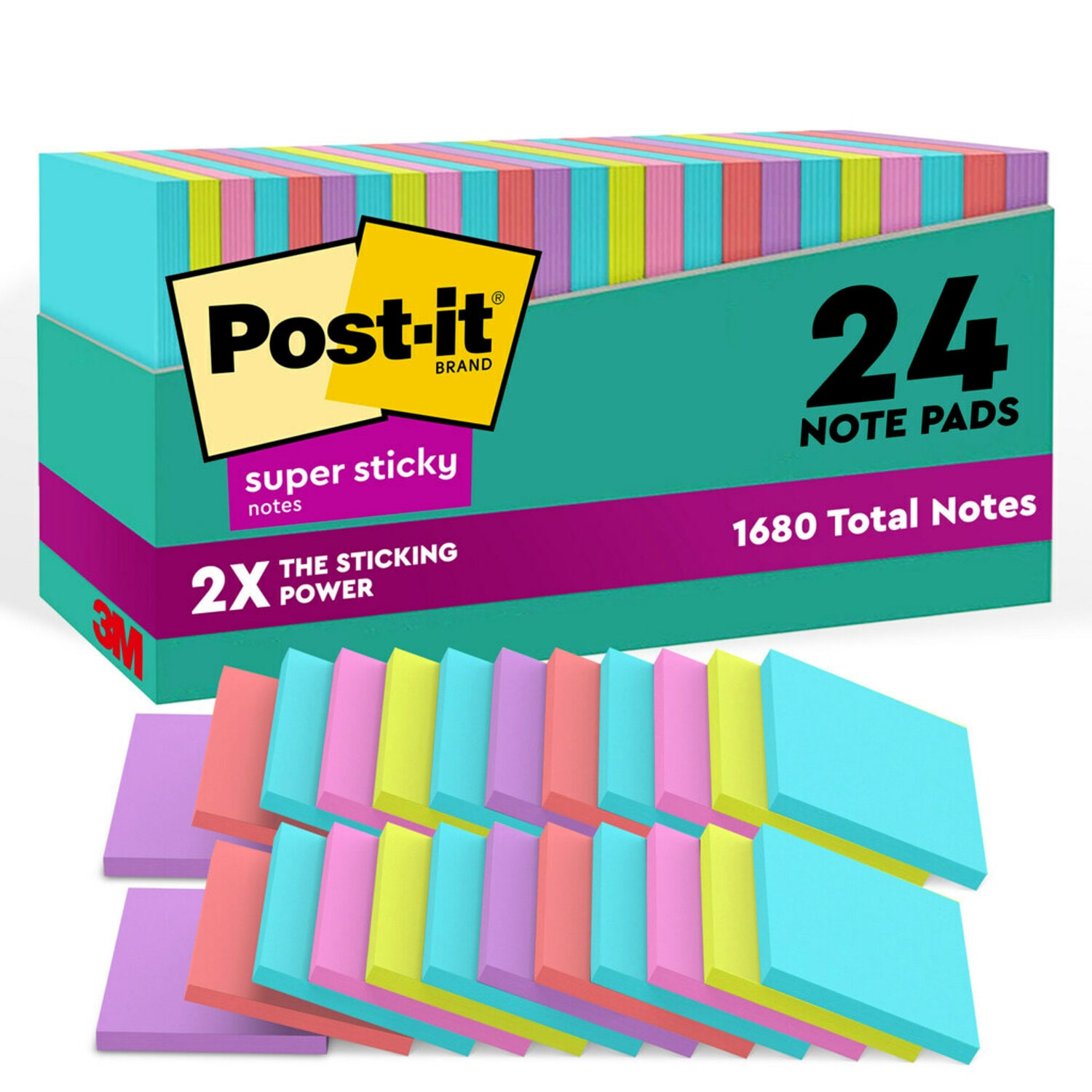 7100230172 - Post-it Notes 654-24SSMIA-CP, 3 in x 3 in (76 mm x 76 mm)