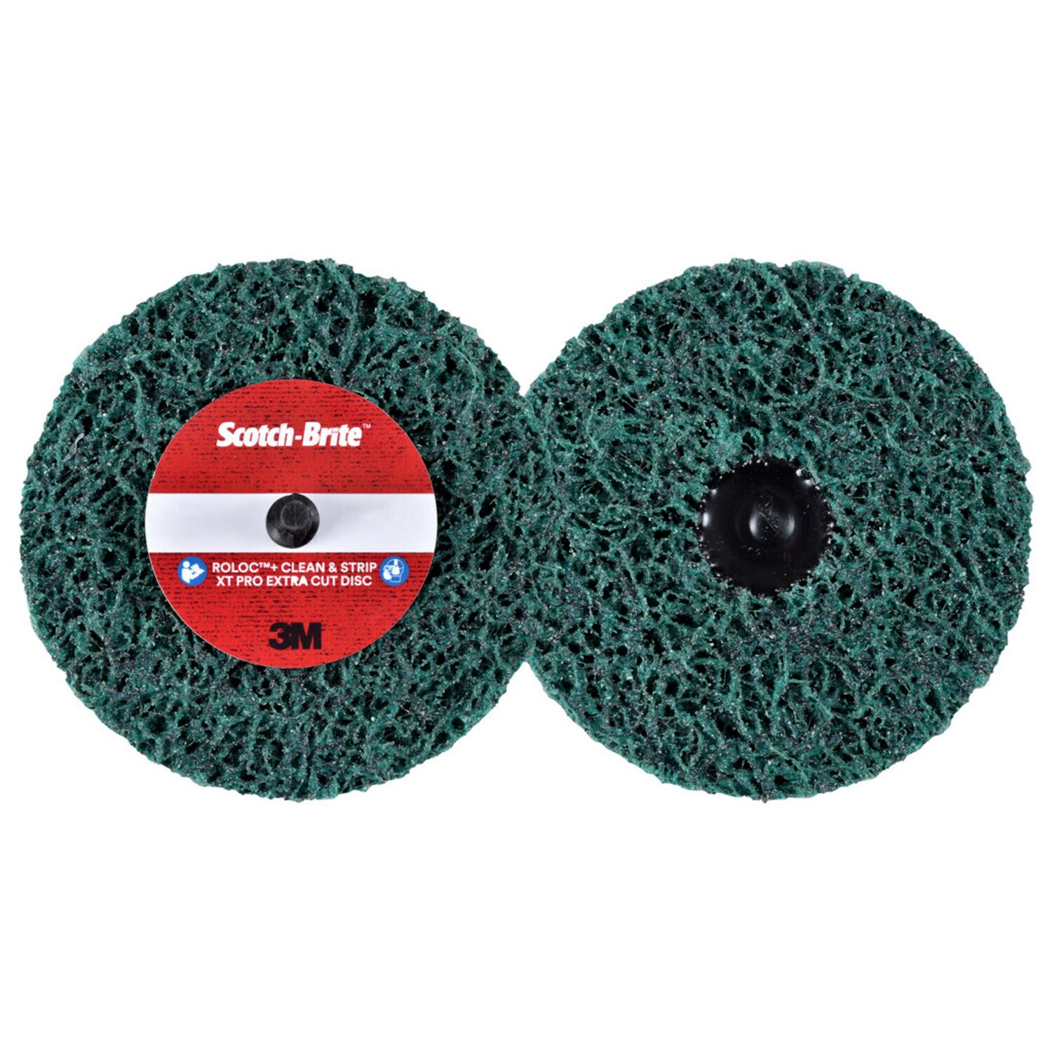 7100173797 - Scotch-Brite Roloc+ Clean and Strip XT Pro Extra Cut Disc, XC-DR+, A/O Extra Coarse, TR+, Green, 4 in x 1/2 in, 10 ea/Case