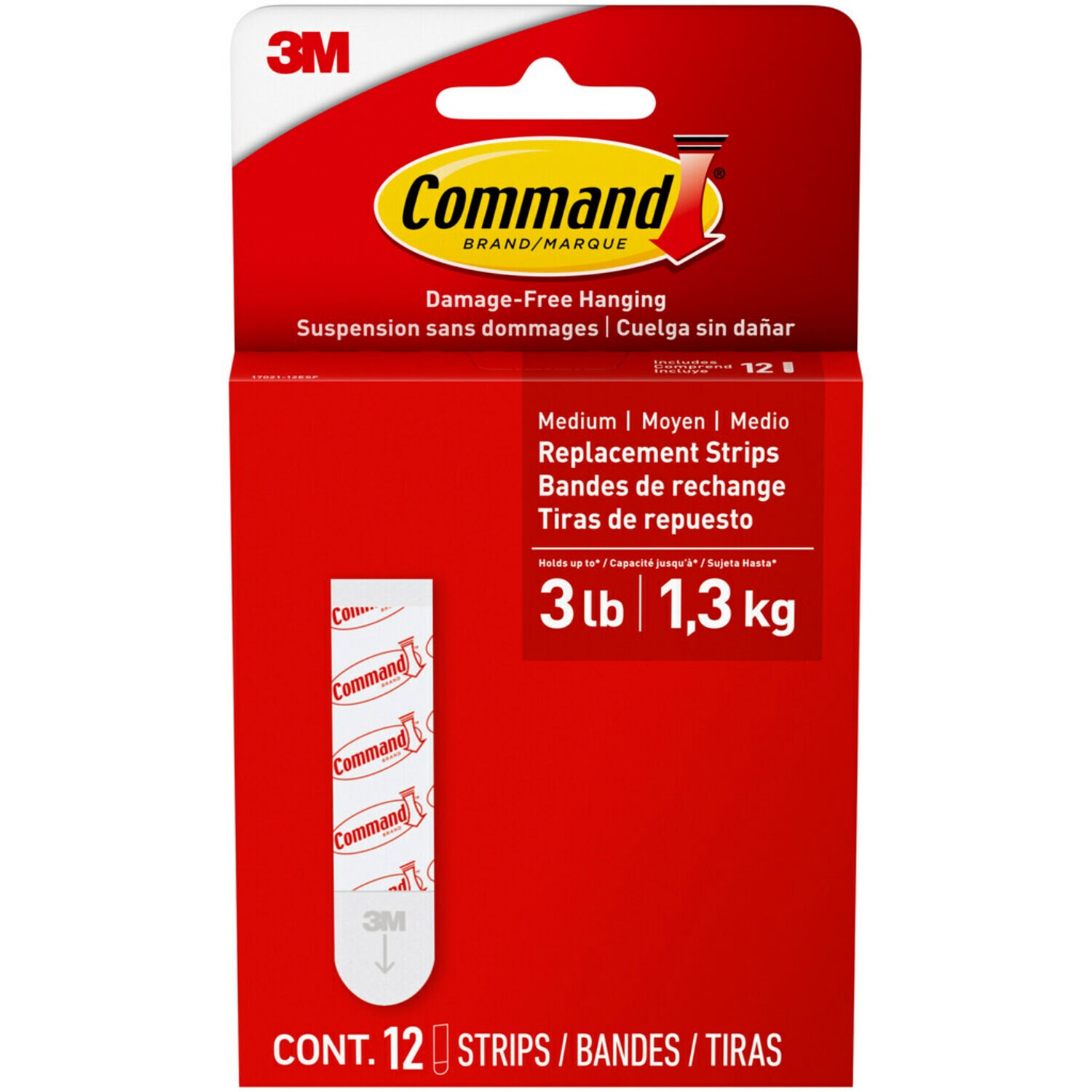 7100337413 - Command Medium Foam Replacement Strips 17021-12ESF, 12 Strips