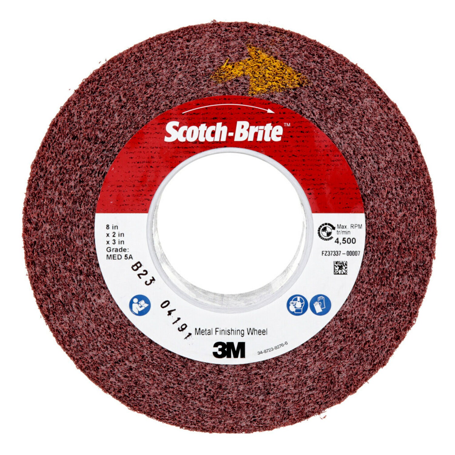 7100067216 - Scotch-Brite Metal Finishing Convolute Wheel, MF-WL, 5A Medium, 8 in x 2 in x 3 in, 2 ea/Case