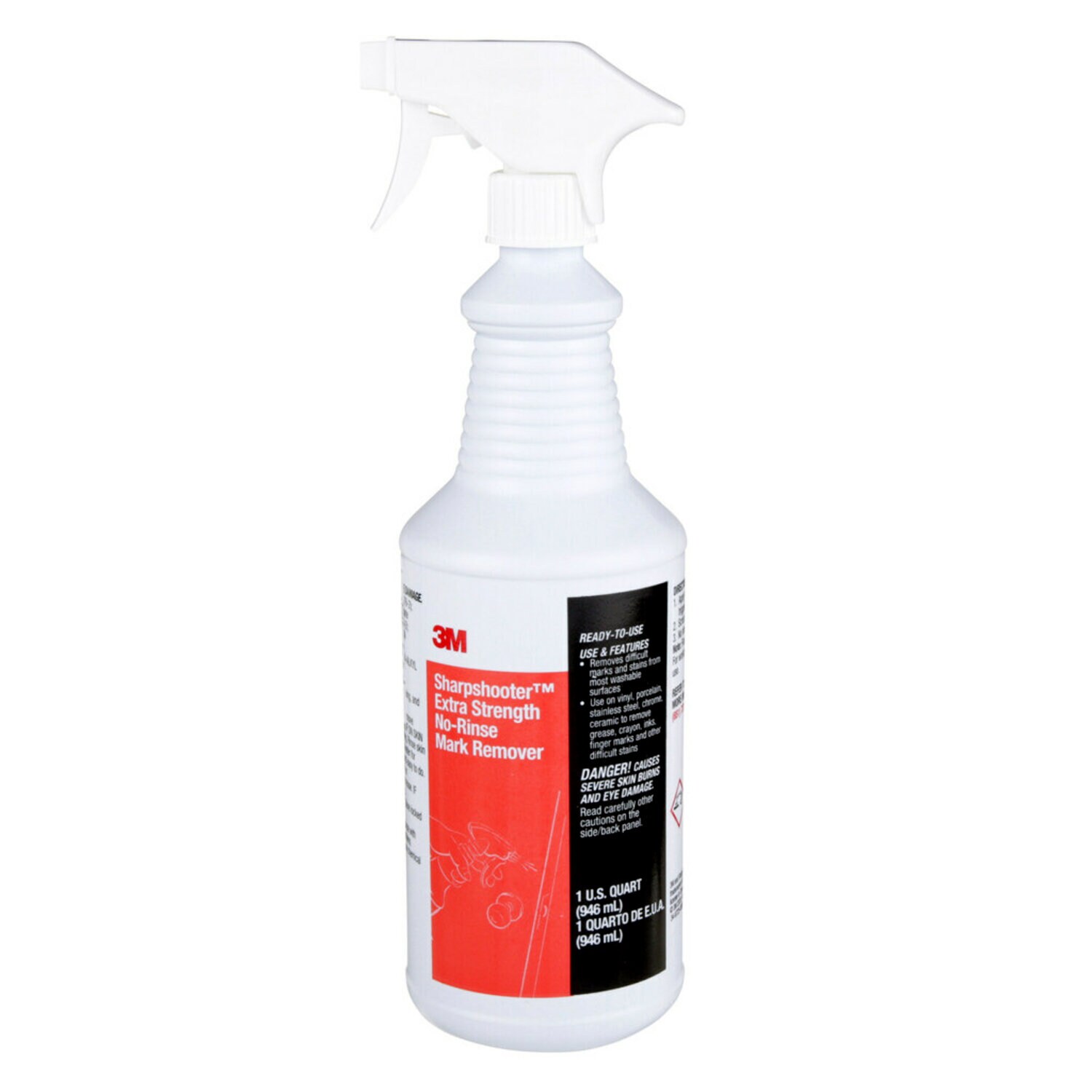 7000029810 - 3M Sharpshooter Extra Strength No-Rinse Mark Remover, With Trigger Sprayers, Quart, 12/Case