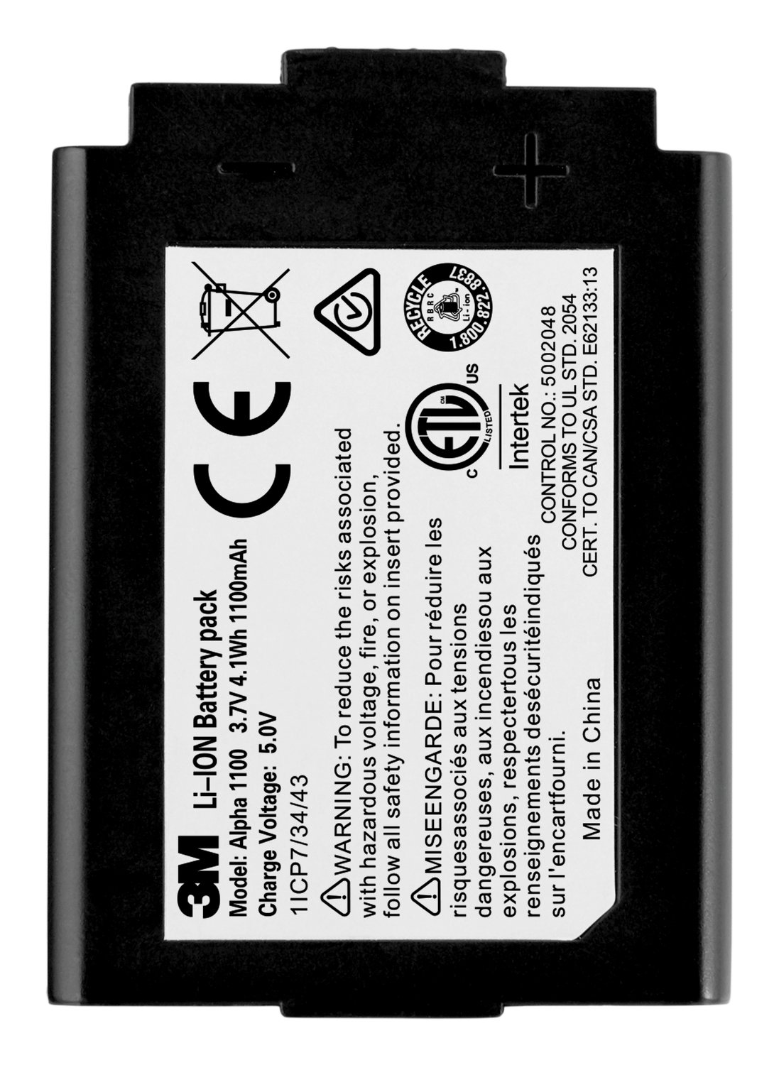 7100117134 - 3M Rechargeable Li-Ion Battery Pack, Alpha1100, 8 each/case