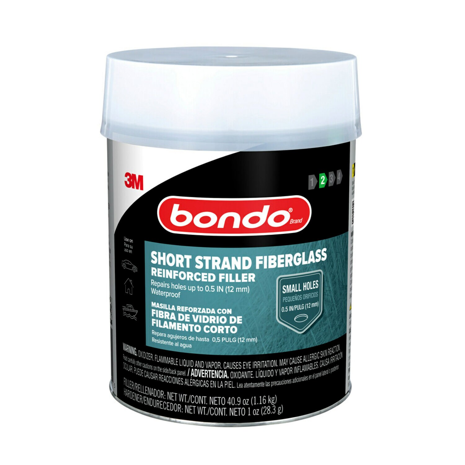 7100314601 - Bondo Short Strand Fiberglass Reinforced Filler SS-QT-ES, 2.56 lb/1.16kg, 6 per case