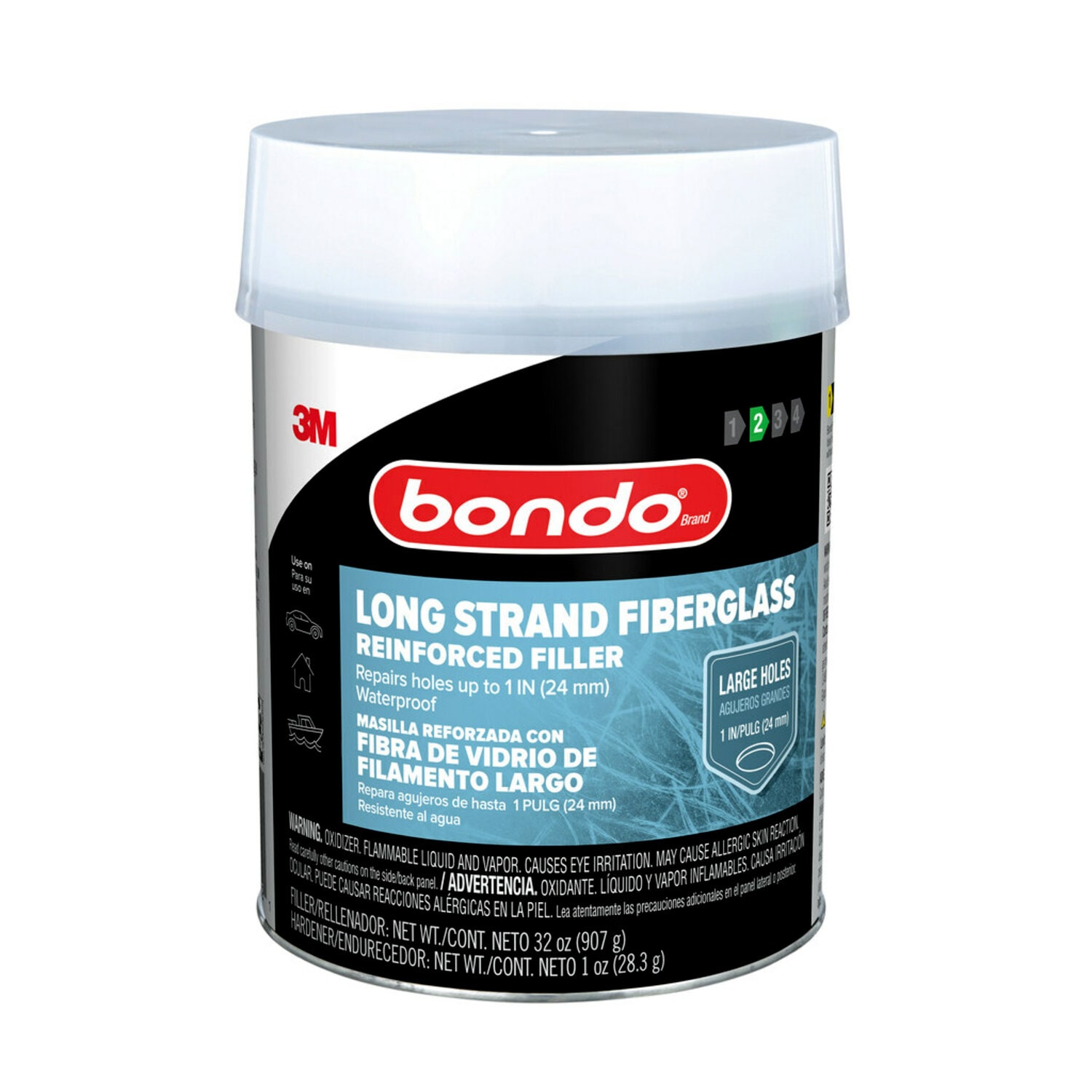 7100315245 - Bondo Long Strand Fiberglass Reinforced Filler LS-QT-ES, 32 oz (2 lb), 6 per case