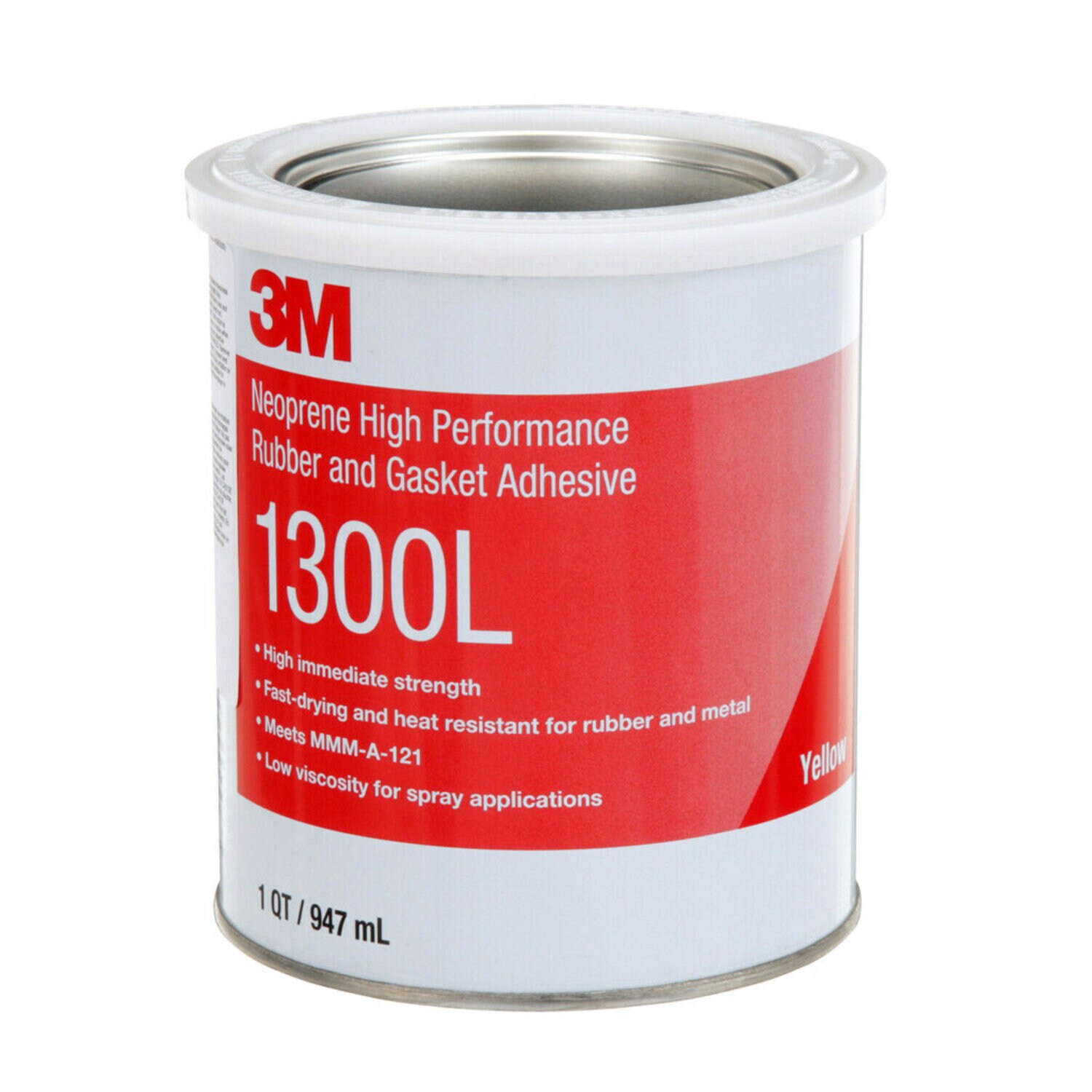 7000000806 - 3M Neoprene High Performance Rubber and Gasket Adhesive 1300L, Yellow, 1 Quart, 12 Can/Case
