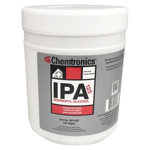 SIP125P - CHEMTRONICS ISOPROPYL ALCOHOL WIPES 5IN x 8IN