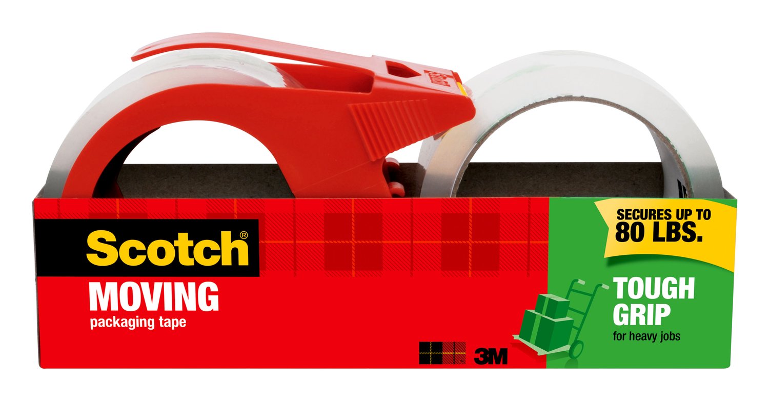7100253394 - Scotch Tough Grip Moving Packaging Tape 3500S-21RD-3GC, 1.88 in x 38.2 yd (48 mm x 35 m) 2 pack
