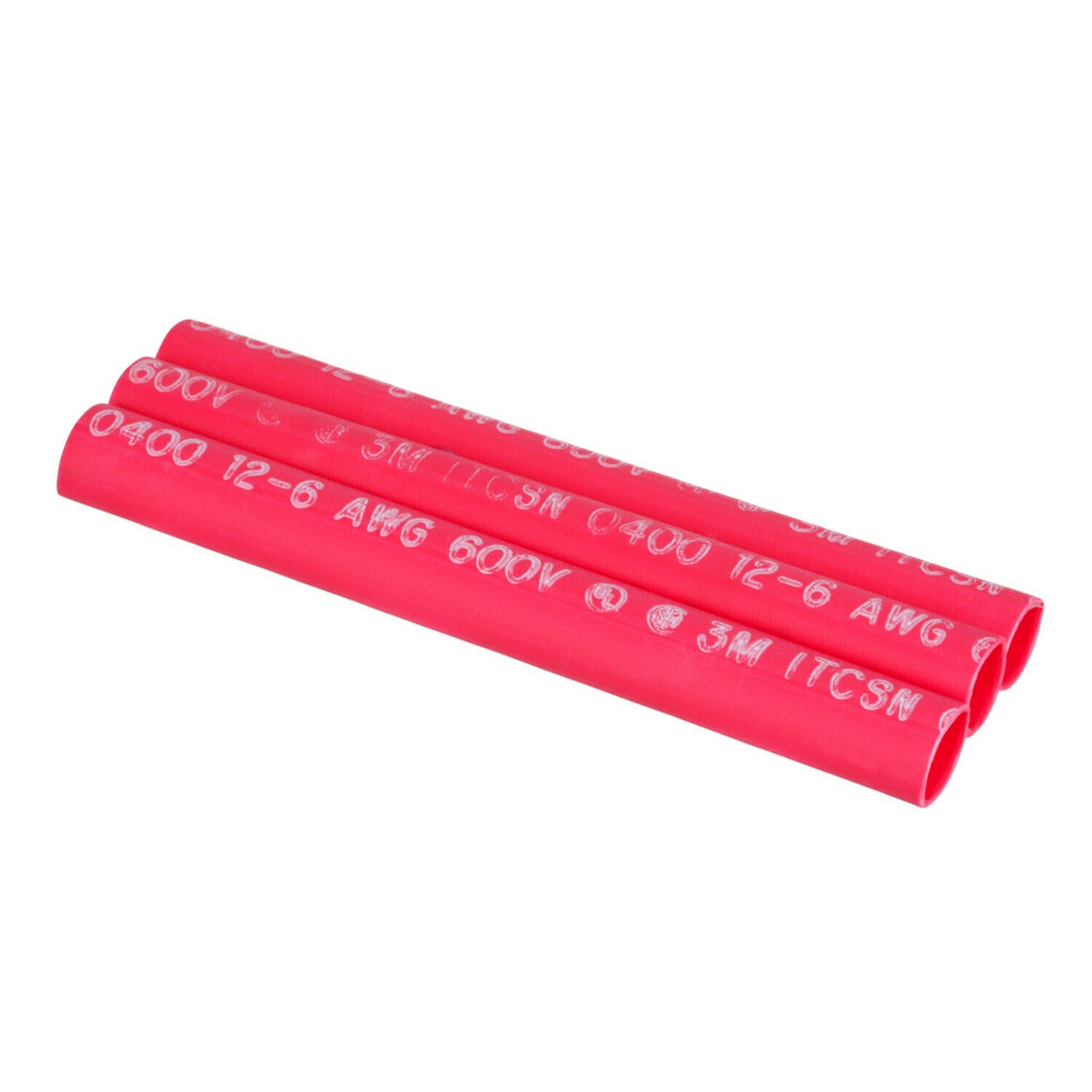 7010321028 - 3M Heat Shrink Heavy-Wall Cable Sleeve ITCSN-0400, Red, 3 pieces/pack, 6 in Length pieces, 12 packs/case