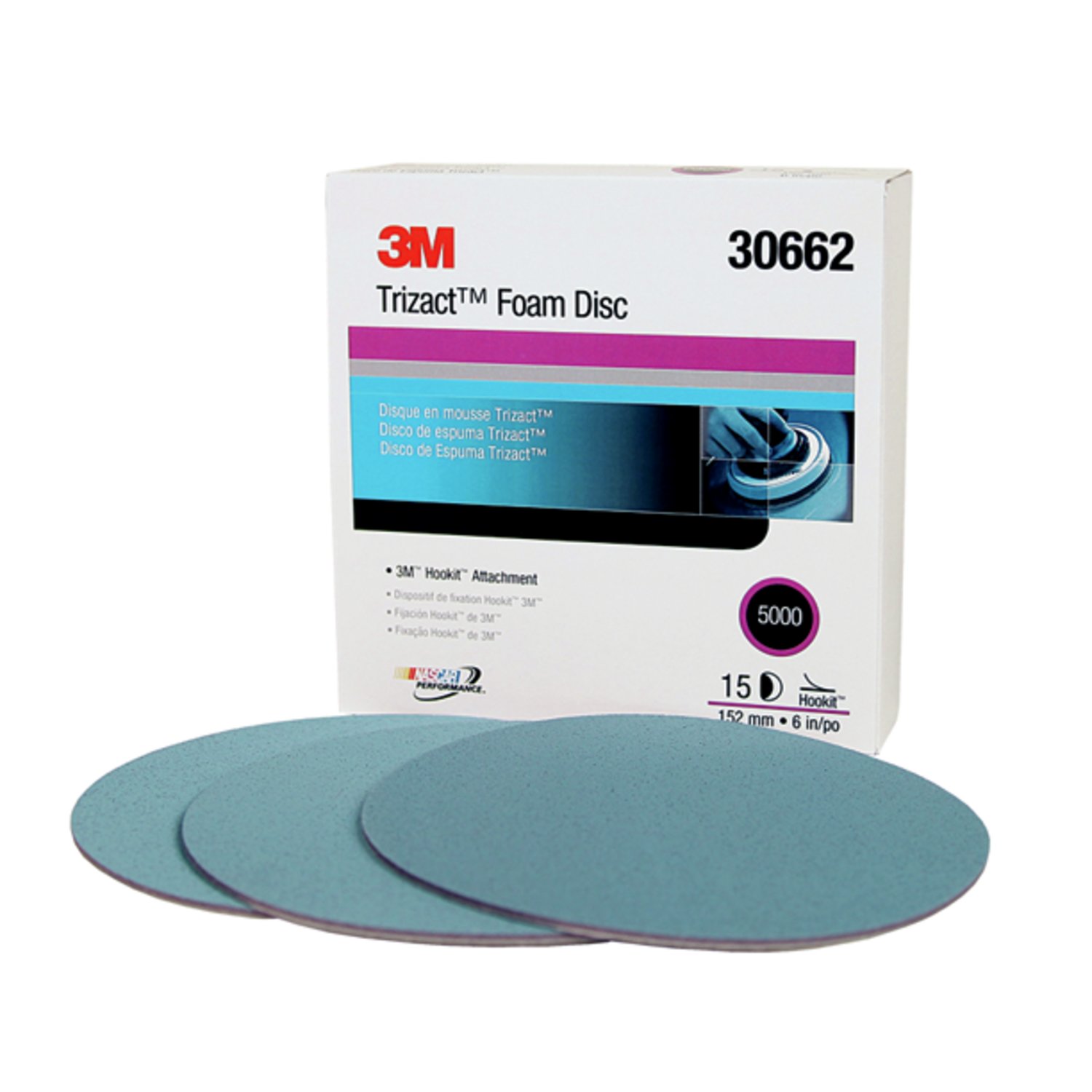 7100003887 - 3M Trizact Hookit Foam Disc 30662, P5000, 6 in, 15 Discs/Carton, 4 Cartons/Case