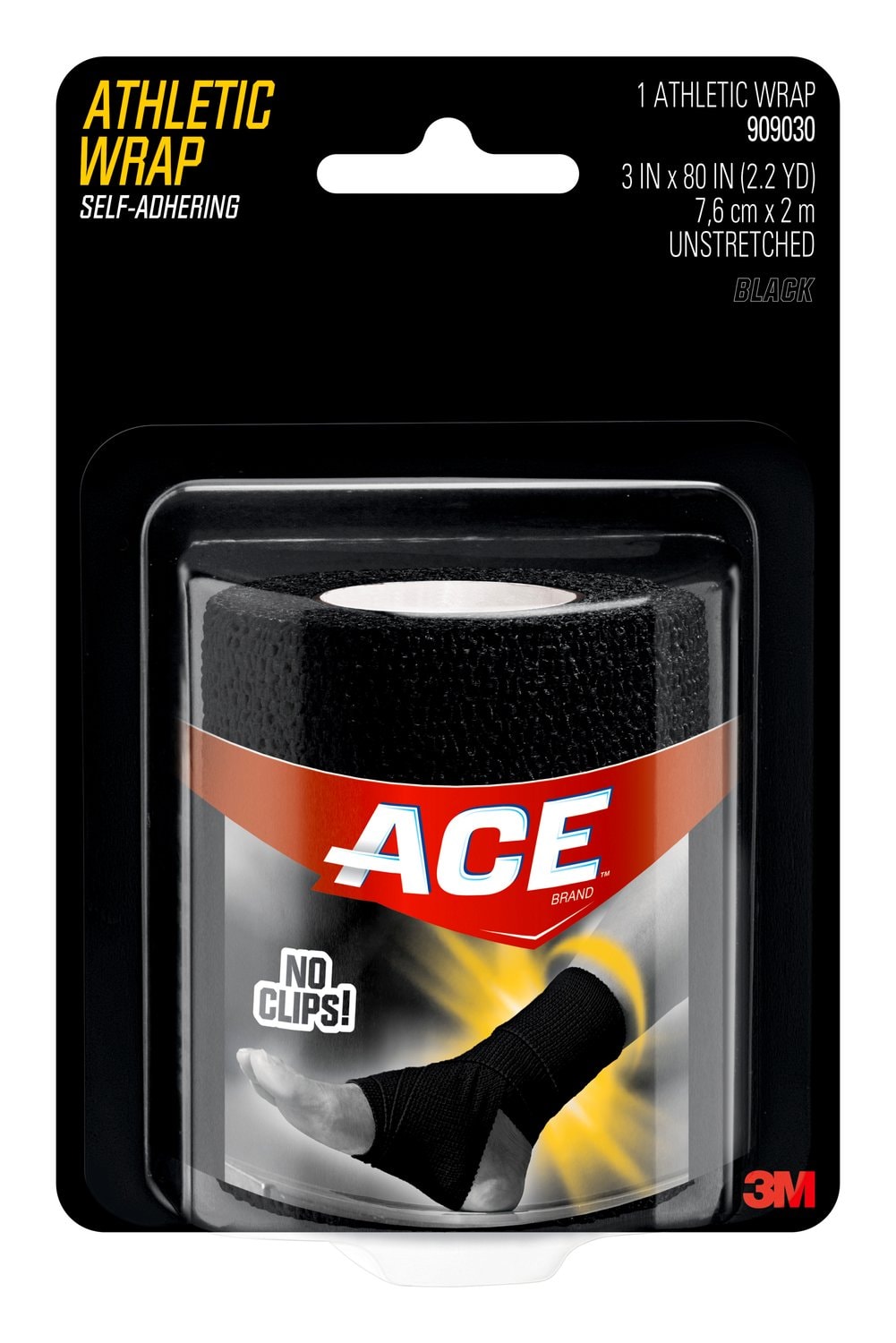 7100286572 - ACE Brand Black Athletic Wrap 909030, 3 in x 5 yd (76.2 mm x 4.57 m)