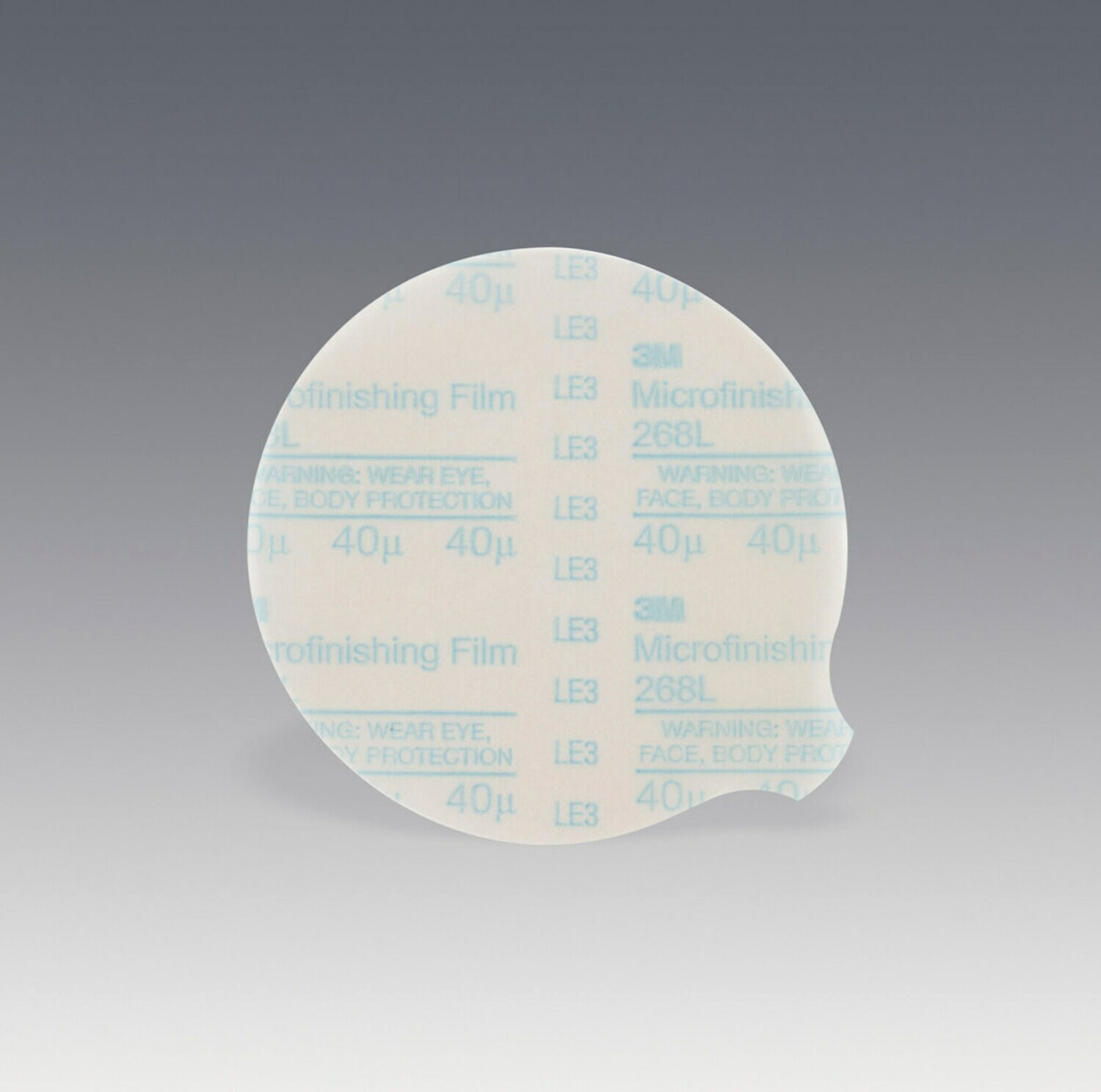 7000118200 - 3M Microfinishing PSA Film Disc 268L, 40 Mic 3MIL, Type D, 5 in x NH, Die 500X, 25/Pac, 500 ea/Case