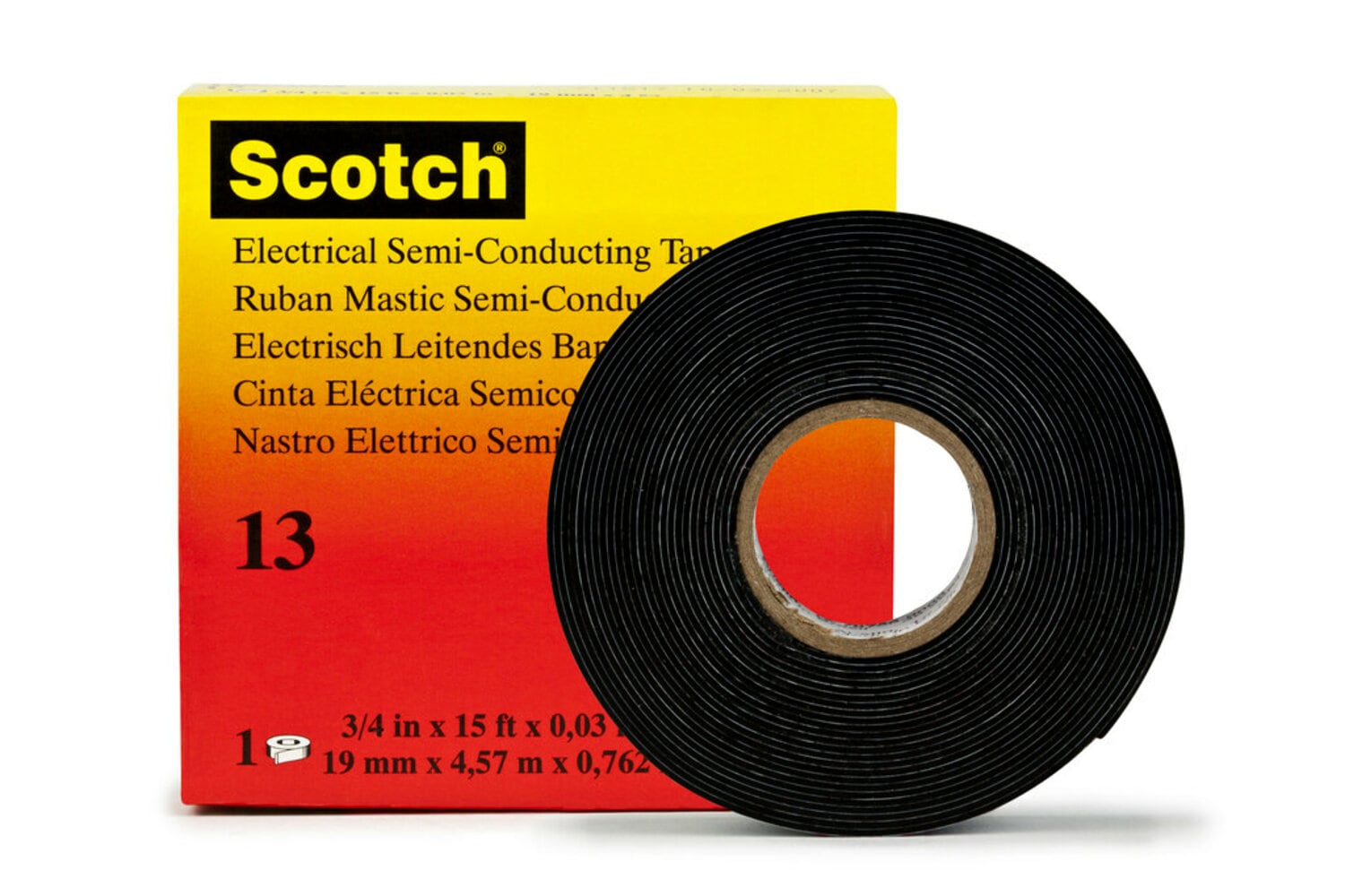 7010353829 - Scotch Electrical Semi-Conducting Tape 13, 3/4 in x 10 ft, Printed,
Black, 250 rolls/Case, BULK