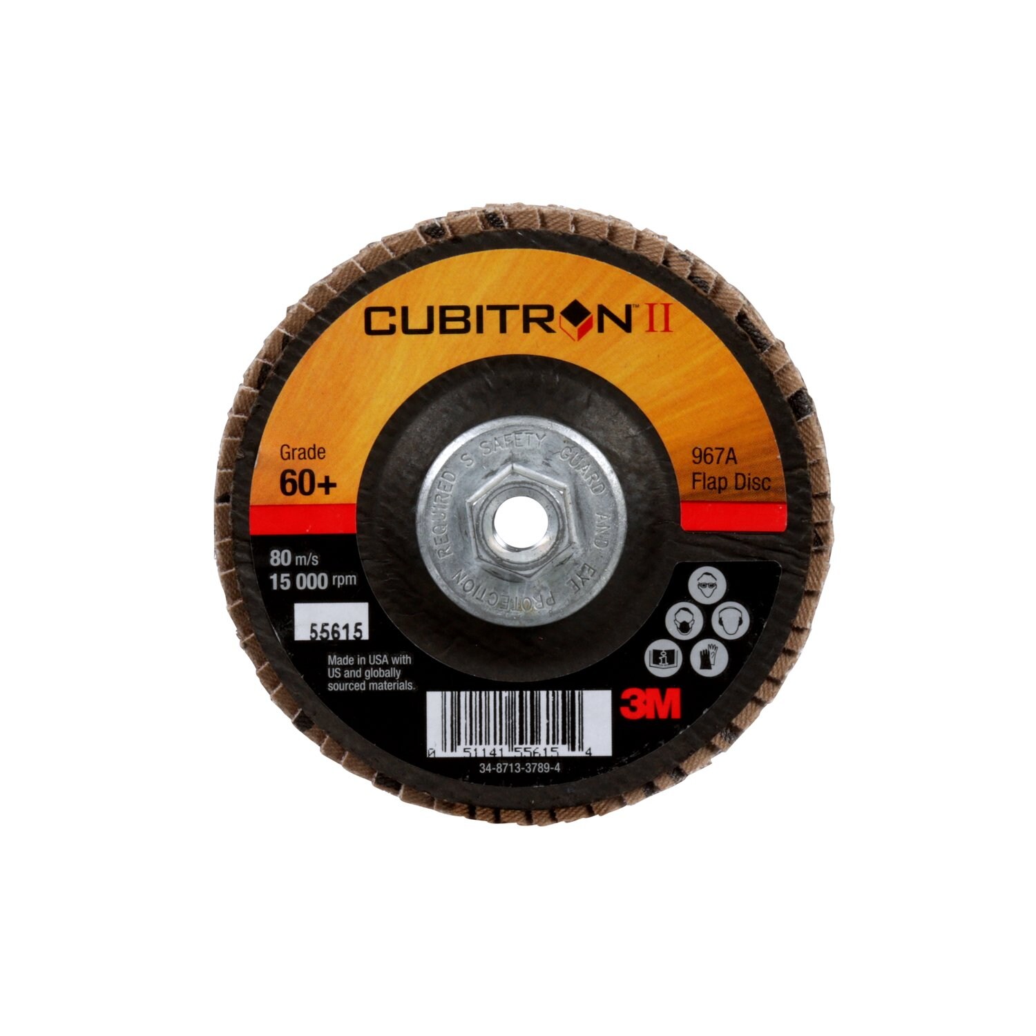 7010363293 - 3M Cubitron II Flap Disc 967A, 60+, T29 Quick Change, 4 in x 3/8"-24, 10 ea/Case