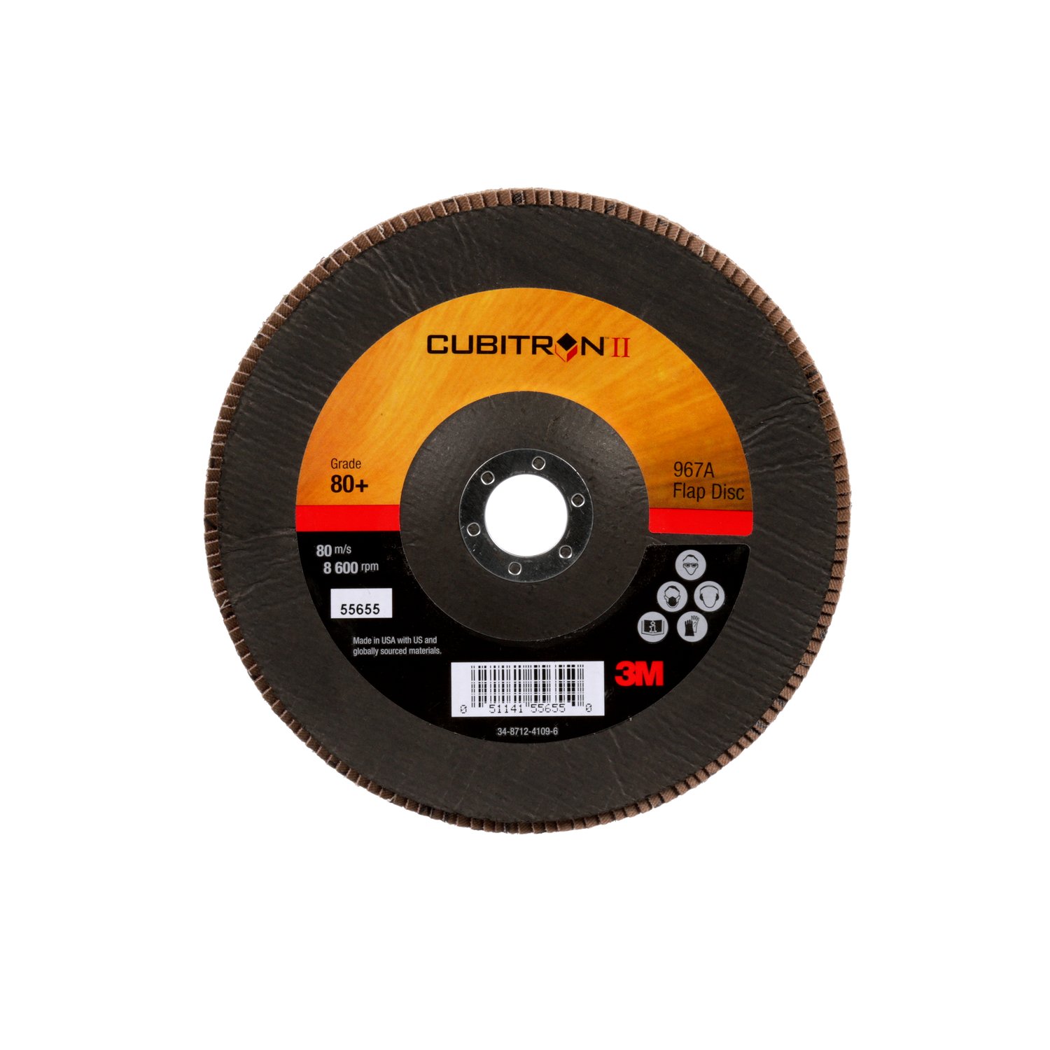 7010300291 - 3M Cubitron II Flap Disc 967A, 80+, T29, 7 in x 7/8 in, Giant, 5 ea/Case