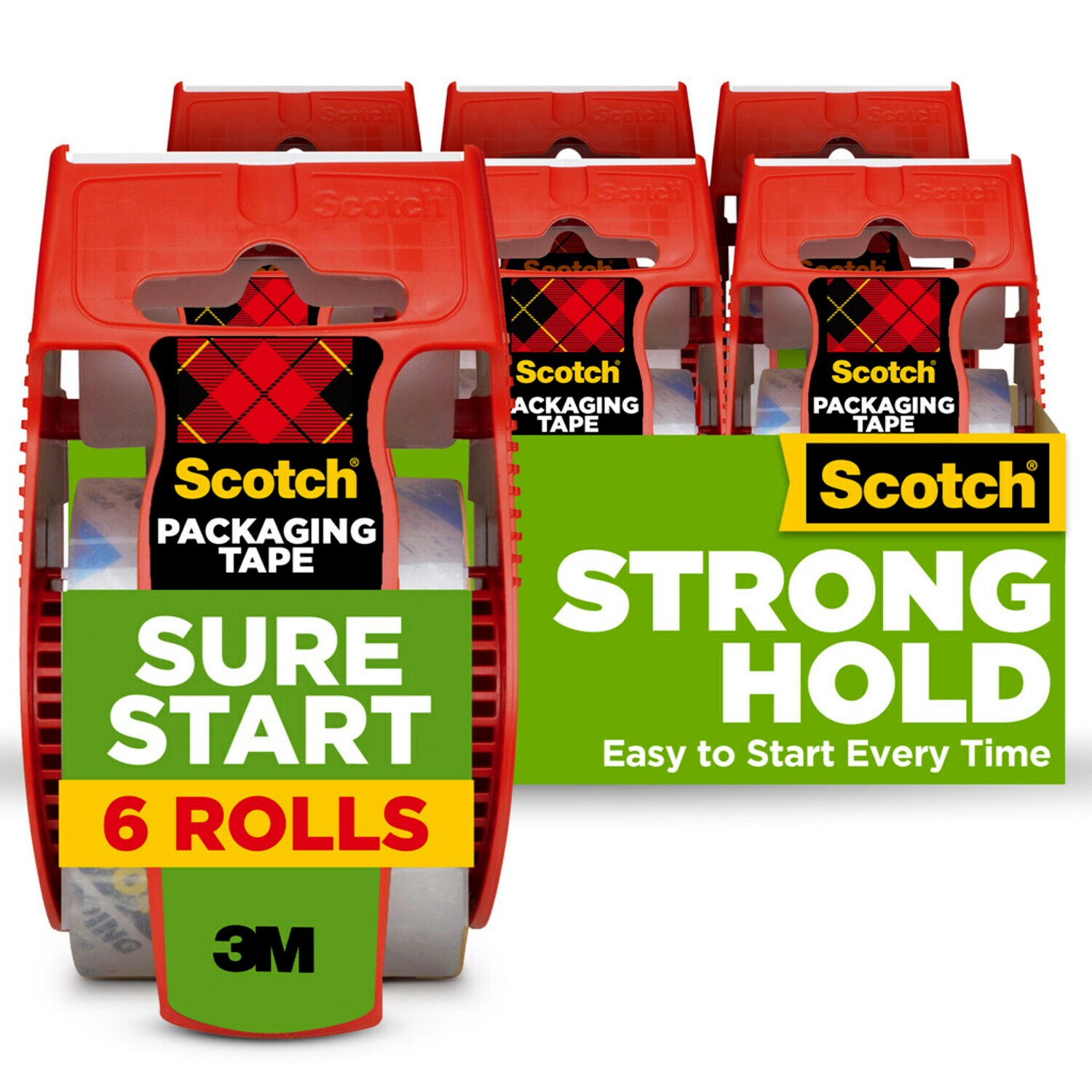 7010332305 - Scotch Sure Start Shipping Packaging Tape 145-6, 1.88 in x 800 in (48 mm x 20.3 m) 6 Pack