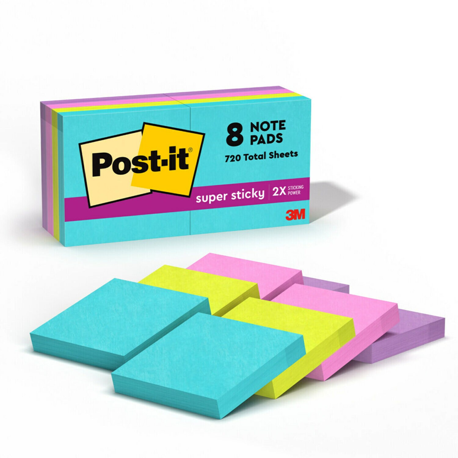 7100261625 - Post-it Super Sticky Notes 622-8SSMIA, 1 7/8 in x 1 7/8 in (47.6 mm x 47.6 mm), 100% PEFC, SGSCH-PEFC-COC-110078