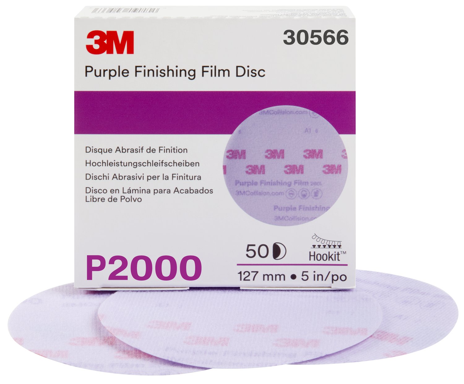 7100122773 - 3M Hookit Purple Finishing Film Abrasive Disc 260L, 30566, 5 in, P2000, 50 discs per carton, 4 cartons per case