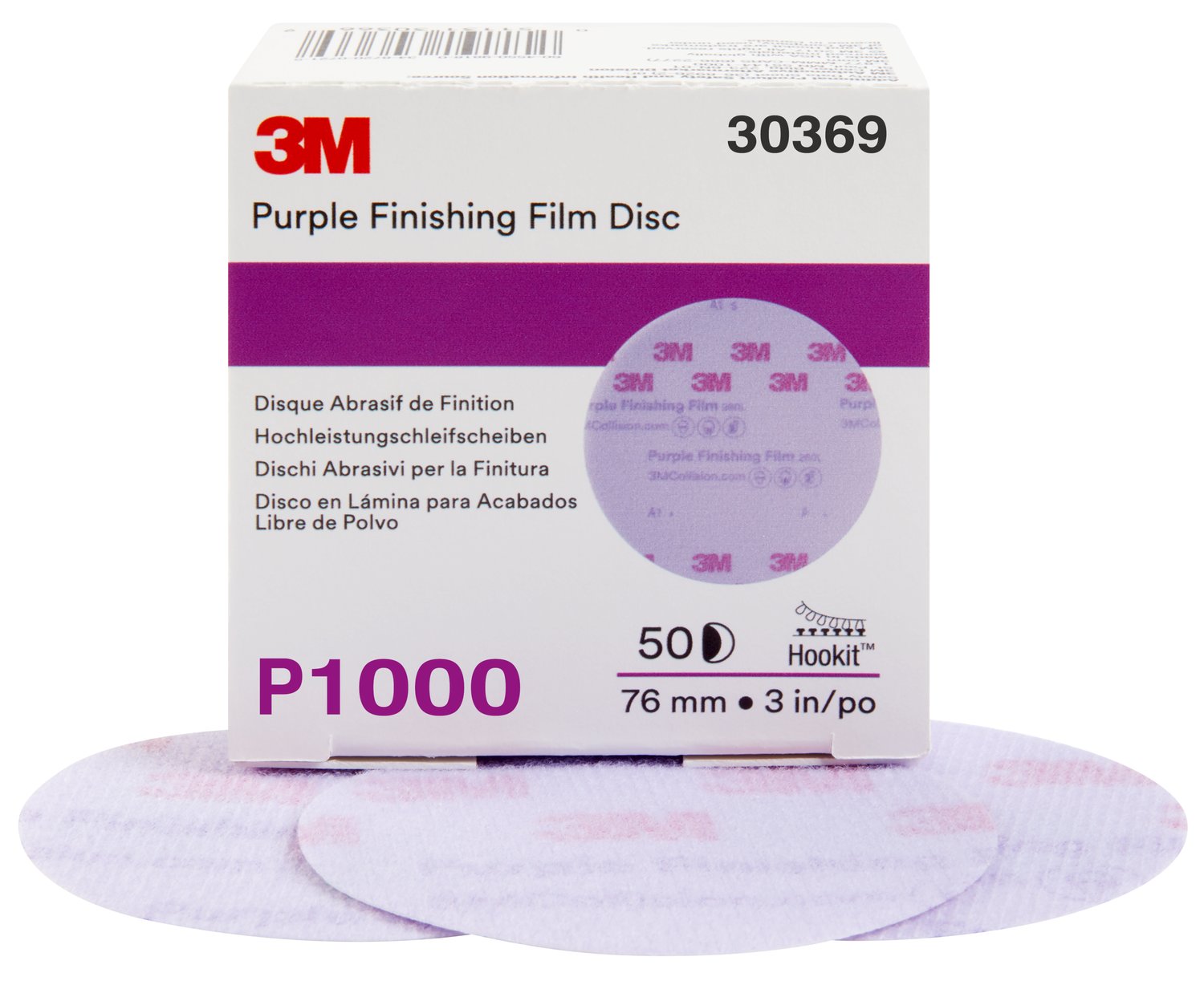 7100122803 - 3M Hookit Purple Finishing Film Abrasive Disc 260L, 30369, 3 in, P1000, 50 discs per carton, 4 cartons per case