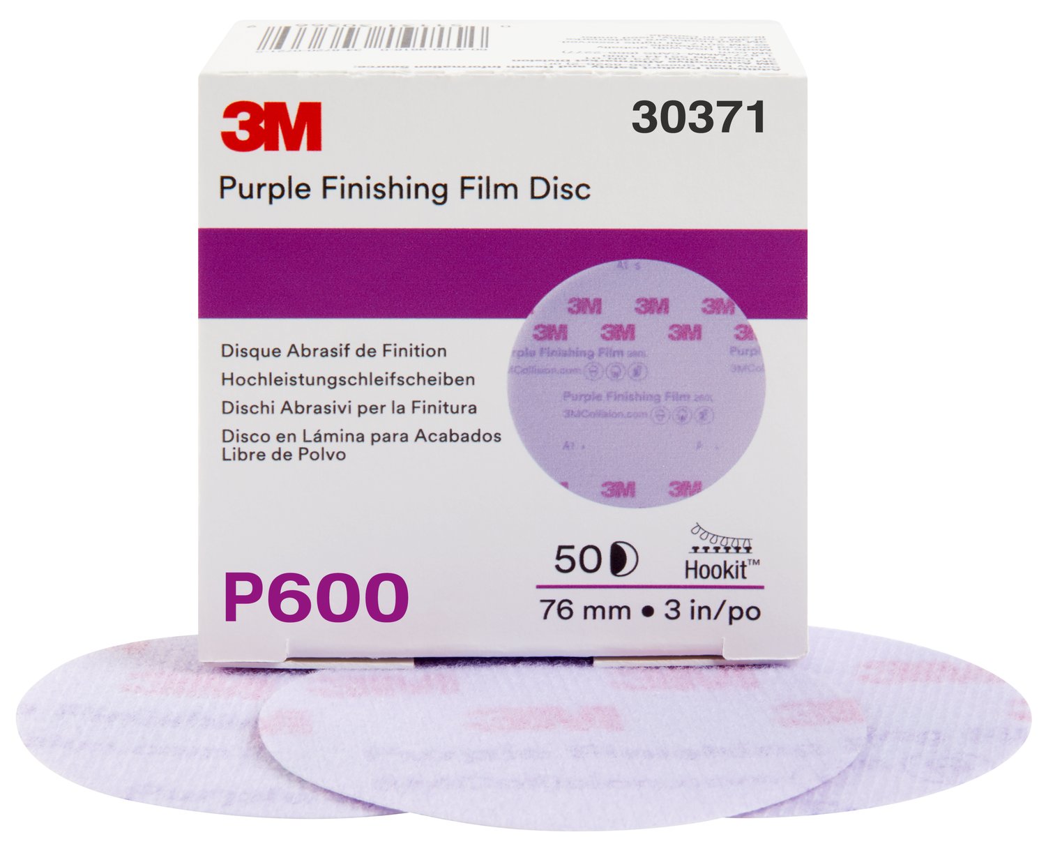 7100122790 - 3M Hookit Purple Finishing Film Abrasive Disc 260L, 30371, 3 in, P600, 50 discs per carton, 4 cartons per case