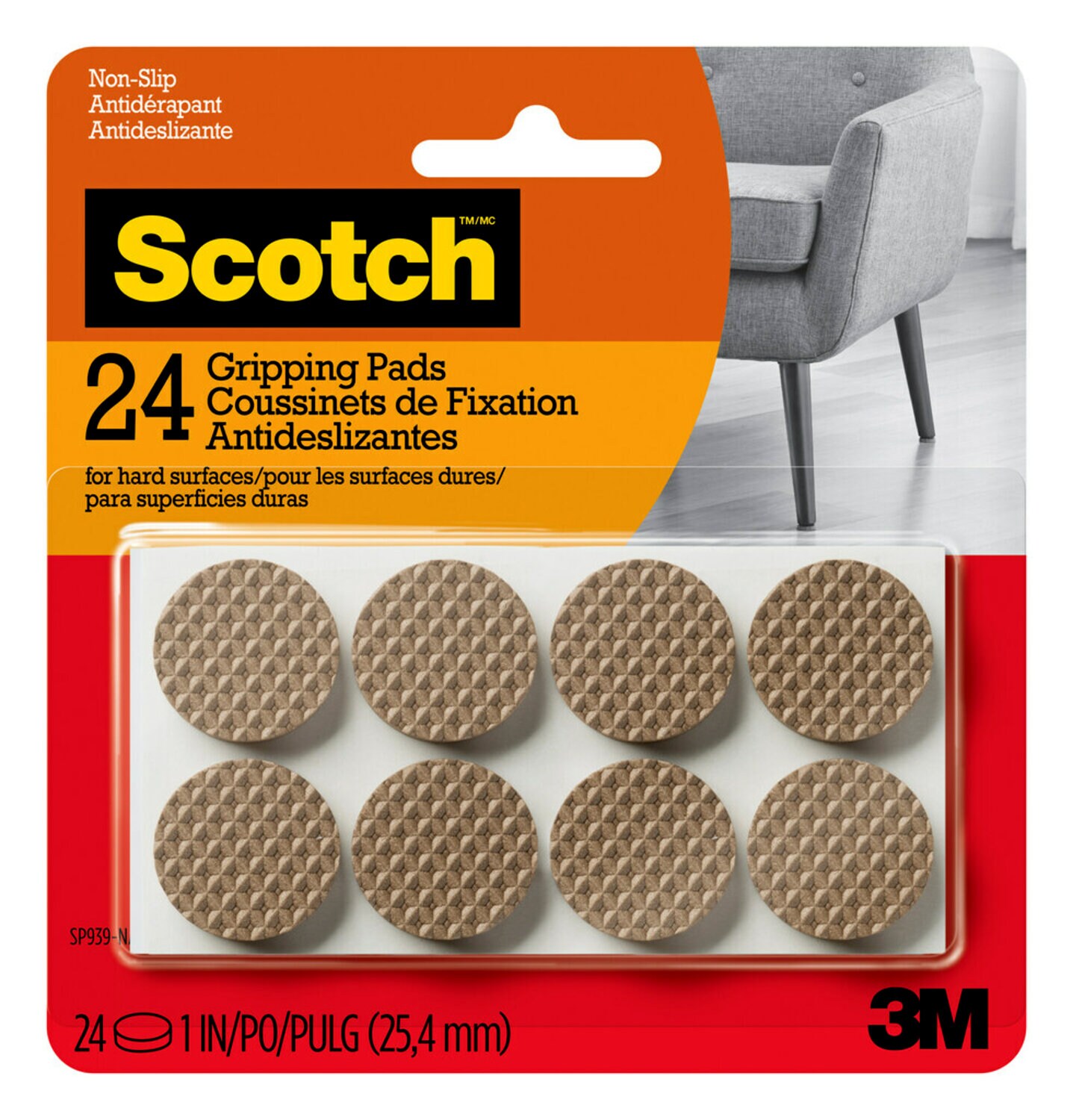 7100131750 - Scotch Gripping Pads 1-in Round, SP939-NA, 24-ct