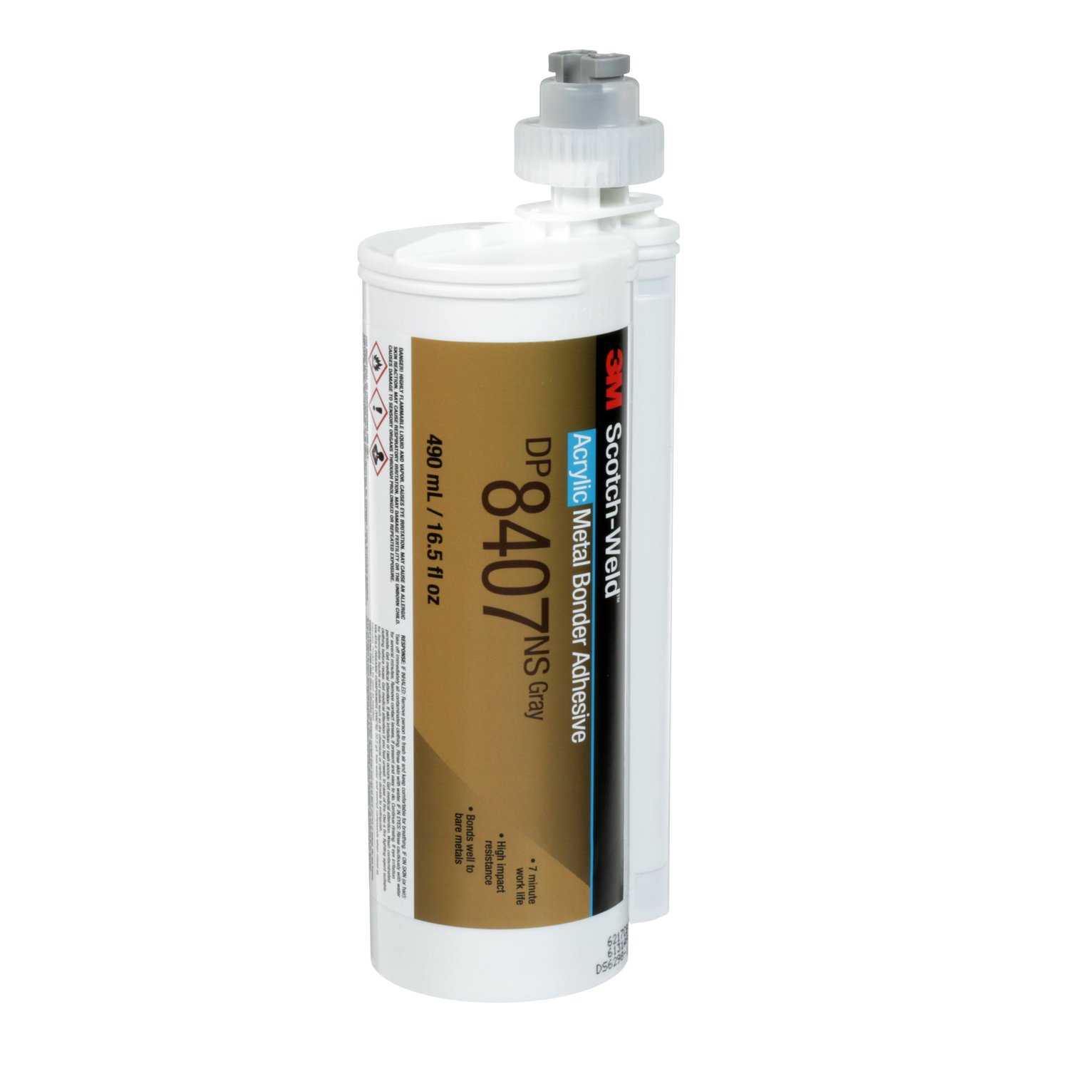 7100179480 - 3M Scotch-Weld Metal Bonder Acrylic Adhesive DP8407NS, Gray, 490 mL Duo-Pak, 6/Case