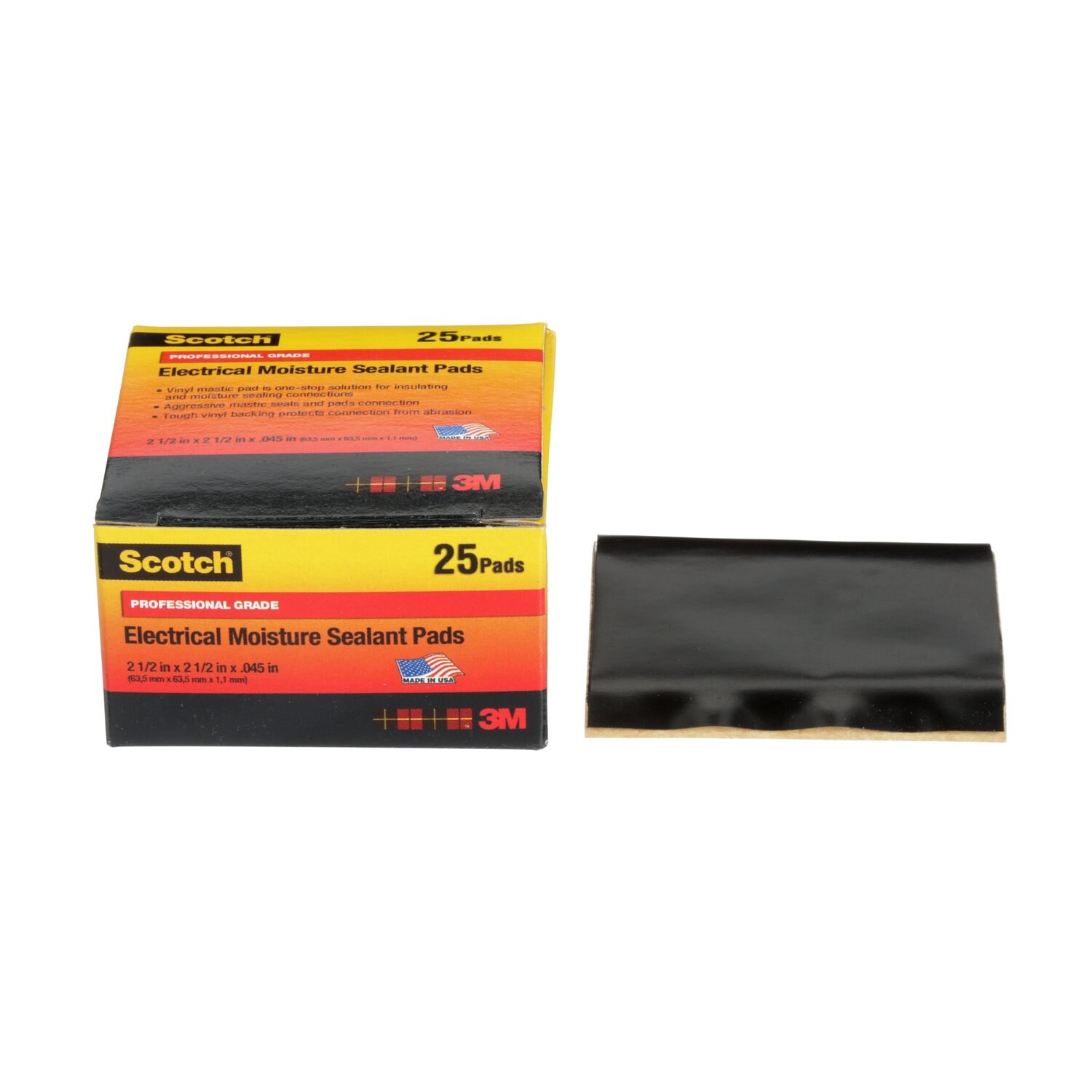 7000006236 - Scotch Electrical Moisture Sealant Pad 06149, 2-1/2 in x 2-1/2 in, Black,10 pads/carton, 250 pads/case