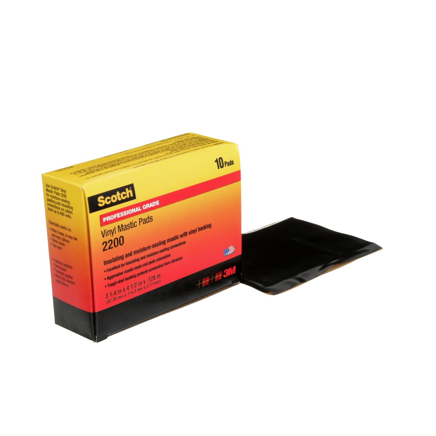 7000057773 - Scotch Vinyl Mastic Pad 2200, 3-1/4 in x 4-1/2 in, Black, 10
pads/carton, 50 pads/Case