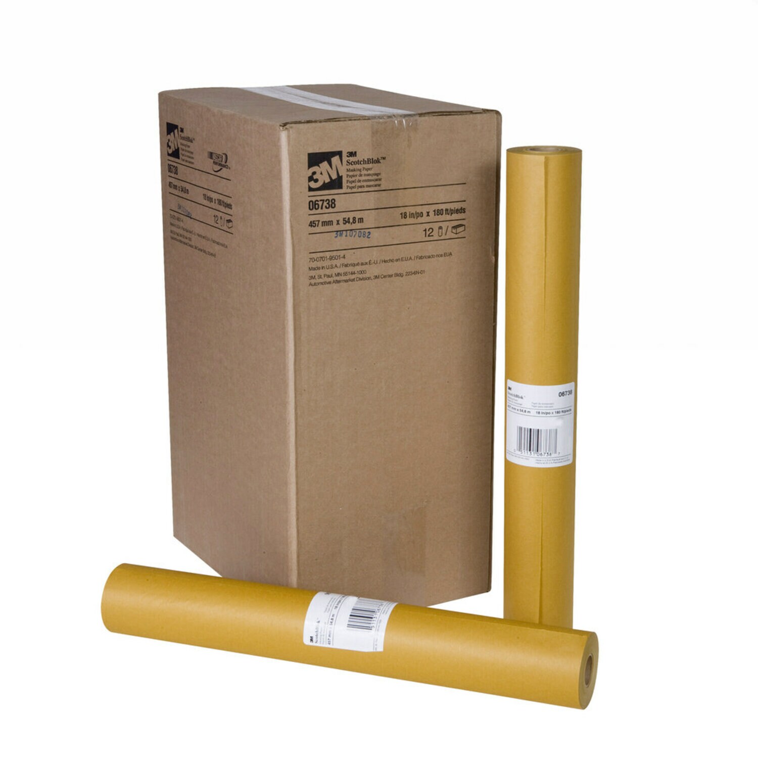 7000126012 - 3M Scotchblok Masking Paper, 06738, 18 in x 180 ft, 12 per case