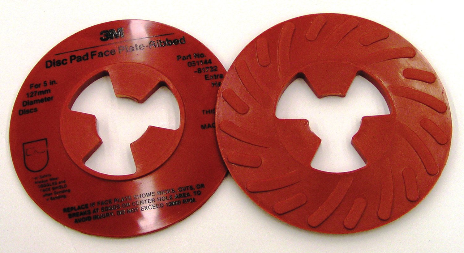 7010362529 - 3M Disc Pad Face Plate Ribbed 81732L, Extra Hard, 5 in, Red, 10 ea/Case