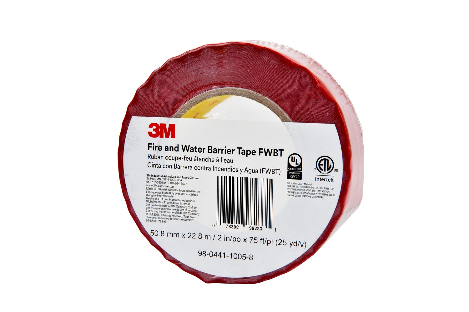 7010401346 - 3M Fire and Water Barrier Tape FWBT2, Translucent, 2 in x 75 ft, 24 Each/Case