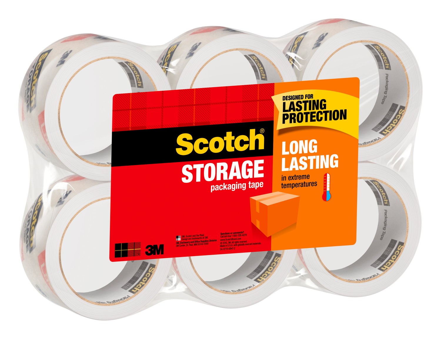 7100116233 - Scotch Long Lasting Storage Packaging Tape 3650-6, 1.88 in x 54.6 yd (48 mm x 50 m), 6 rolls/pack - 6 packs/case
