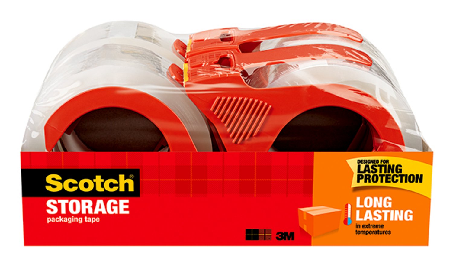 7100253509 - Scotch Long Lasting Storage Packaging Tape with dispenser, 3650S-4RD-6GC, 1.88 in x 38.2 yd (48 mm x 35 m)