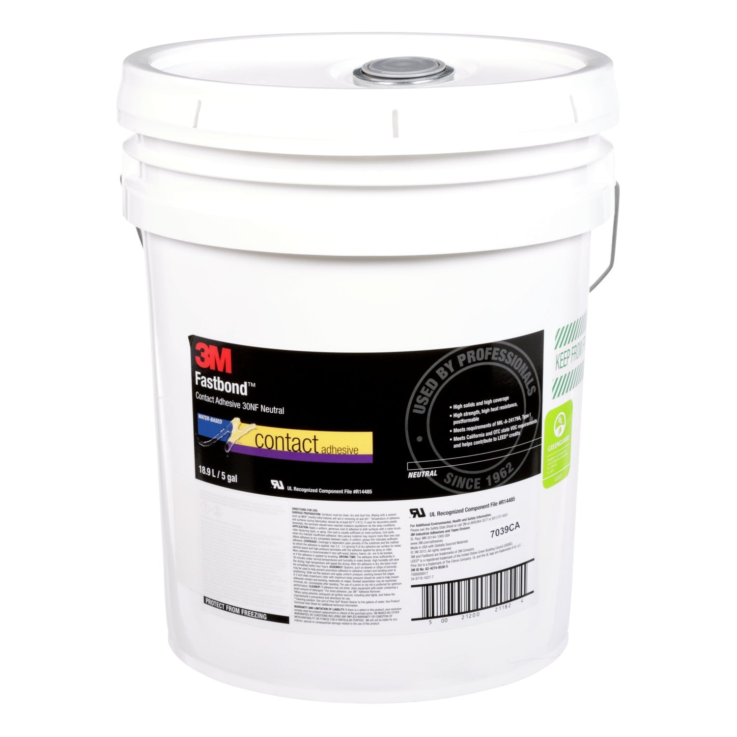 7000000917 - 3M Fastbond Contact Adhesive 30NF, Neutral, 5 Gallon (Pail), 1 Can/Drum