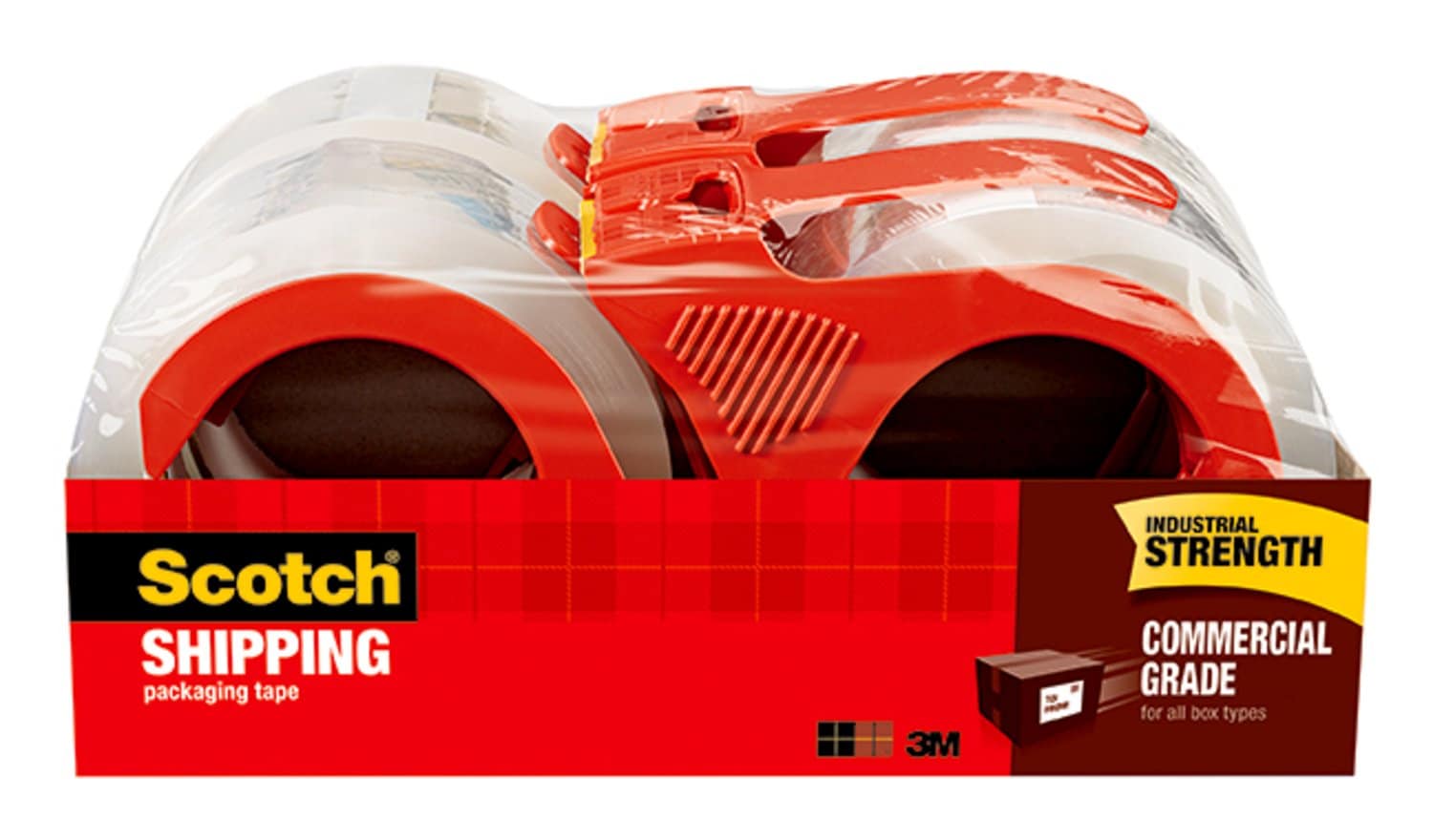 7100253494 - Scotch Commercial Grade Shipping Packaging Tape 3750-4RD-6GC, 1.88 in x 54.6 yd (48 mm x 50 m) 4 Pack, Clear