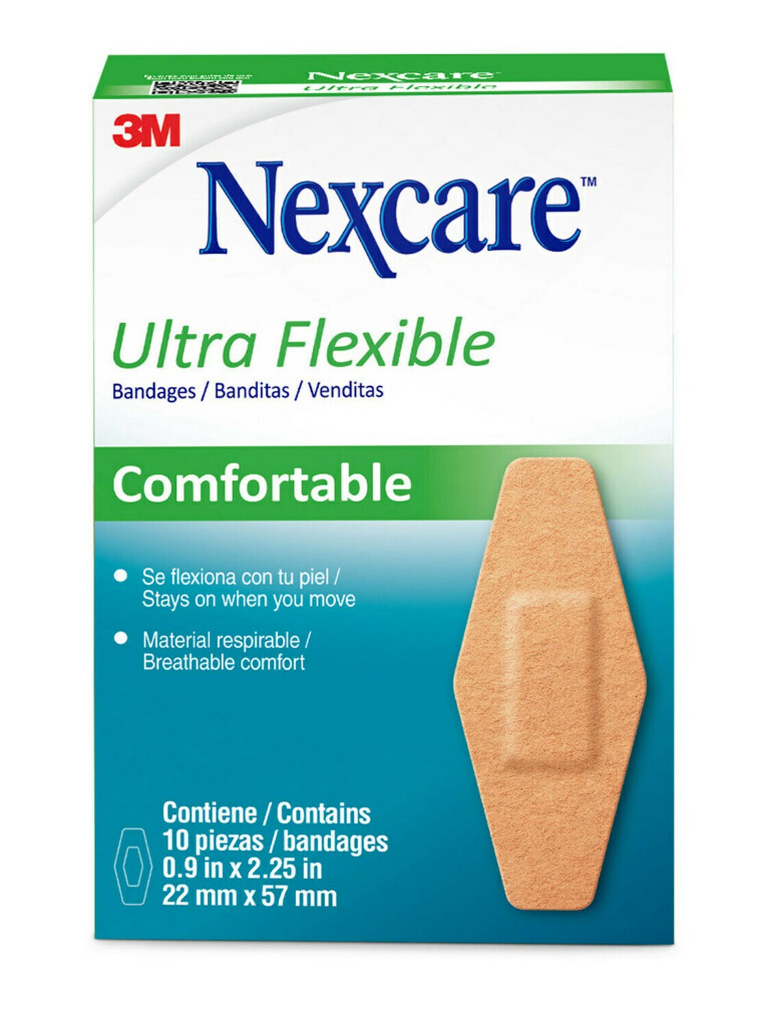 7100237858 - Nexcare Ultra Flexible Bandages 566-10LA, .9 in x 2.25 in (22 mm x 57 mm)