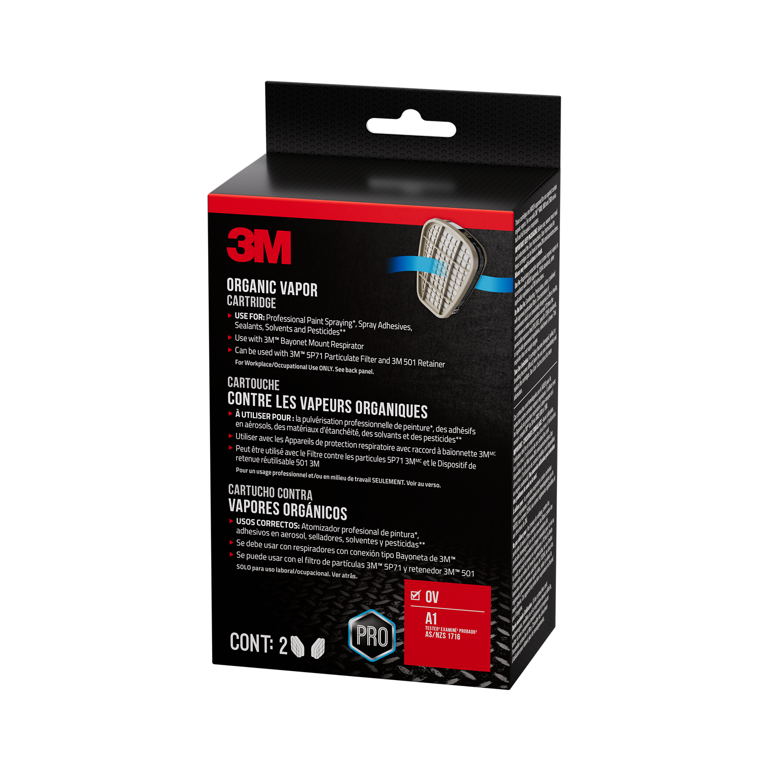 7100318130 - 3M Performance Cartridge Organic Vapor, 6001P2-DC, 2 pair/pack, 5 pack/case