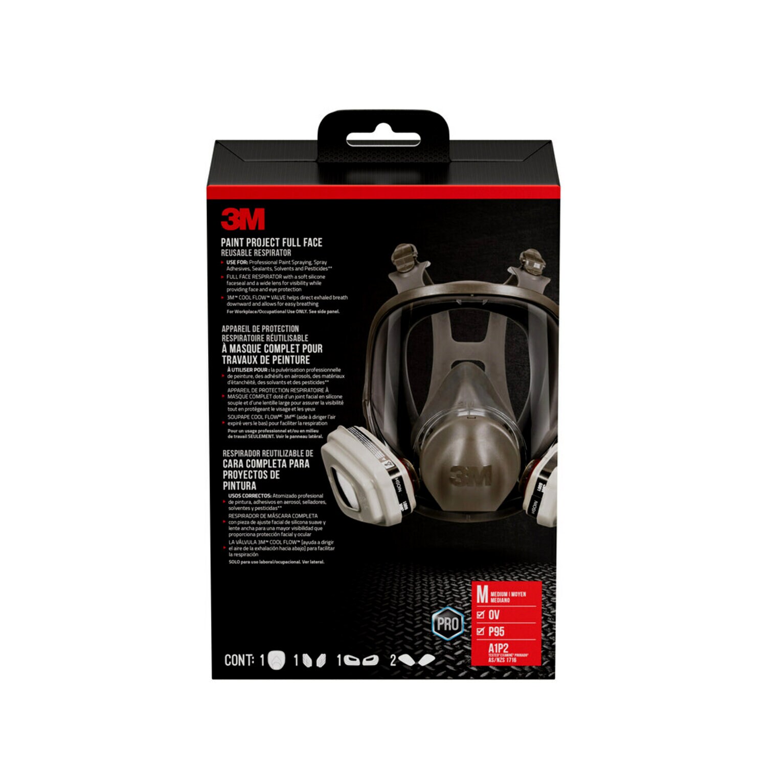 7100313733 - 3M Paint Project Full Face Reusable Respirator 68P71P1-DC, OV/P95, Medium, 1-Fpc, 1-pr 6001 Cts, 2-prs 5P71 Fts, 1-pr 501 rt
