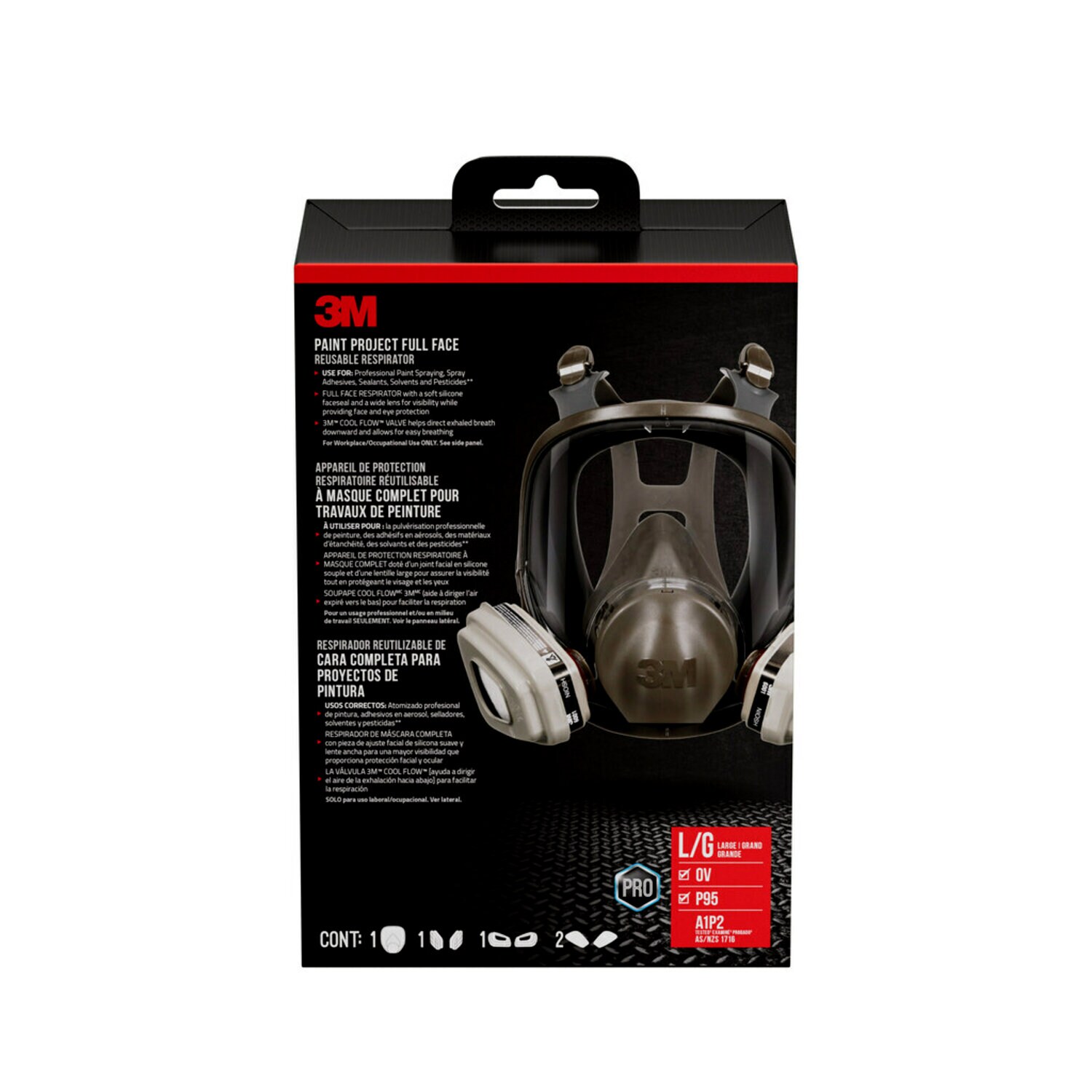 7100313666 - 3M Paint Project Full Face Reusable Respirator 69P71P1-DC, OV/P95, Large, 1-Fcpc, 1pr 6001 Ctgs, 2-pr 5P71 Fts, 1pr 501 rtnrs