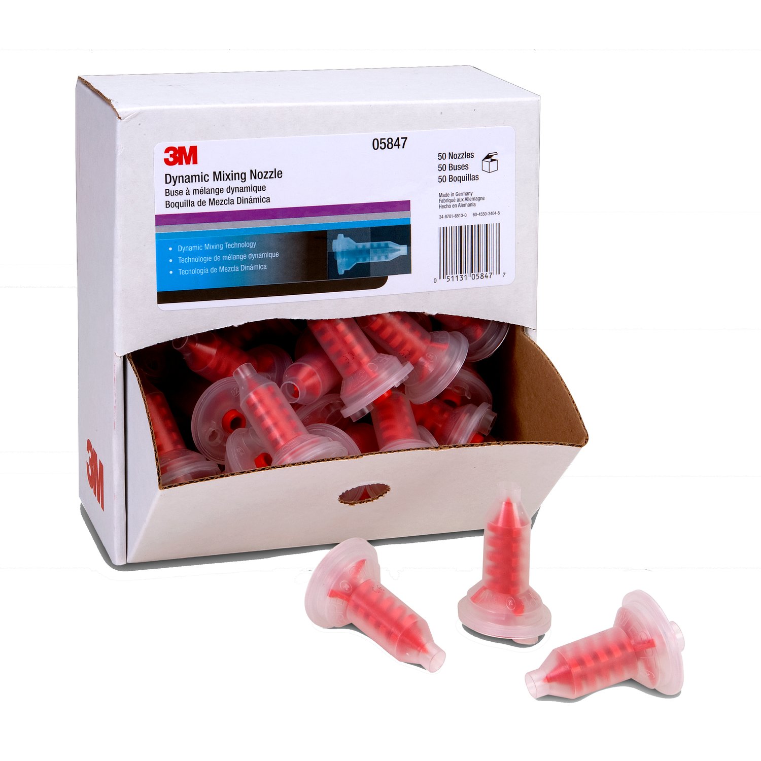 7000119826 - 3M Dynamic Mixing System Nozzle 05847, Red for Fillers and Glazes, 50 Nozzles/Carton, 6 Cartons/Case