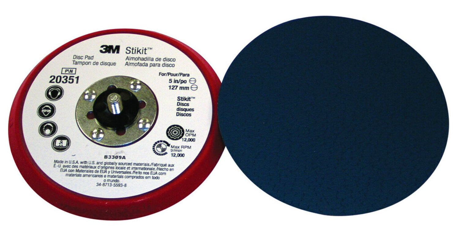 7000118611 - 3M Stikit Low Profile Disc Pad 20351, 5 in x 3/8 in x 5/16-24
External, 10 ea/Case