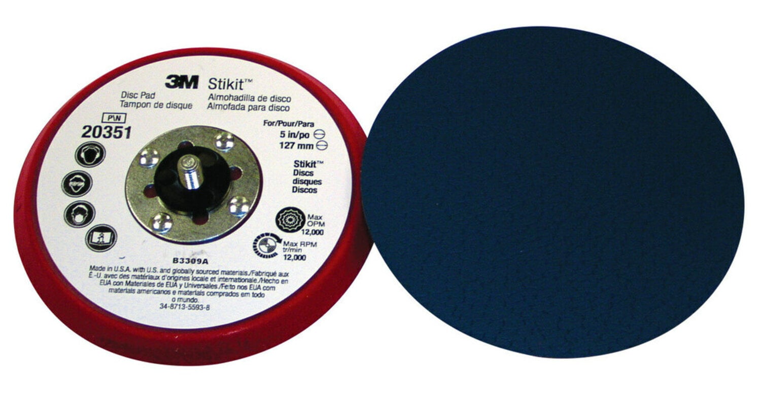7000118611 - 3M Stikit Low Profile Disc Pad 20351, 5 in x 3/8 in x 5/16-24 External, 10 ea/Case