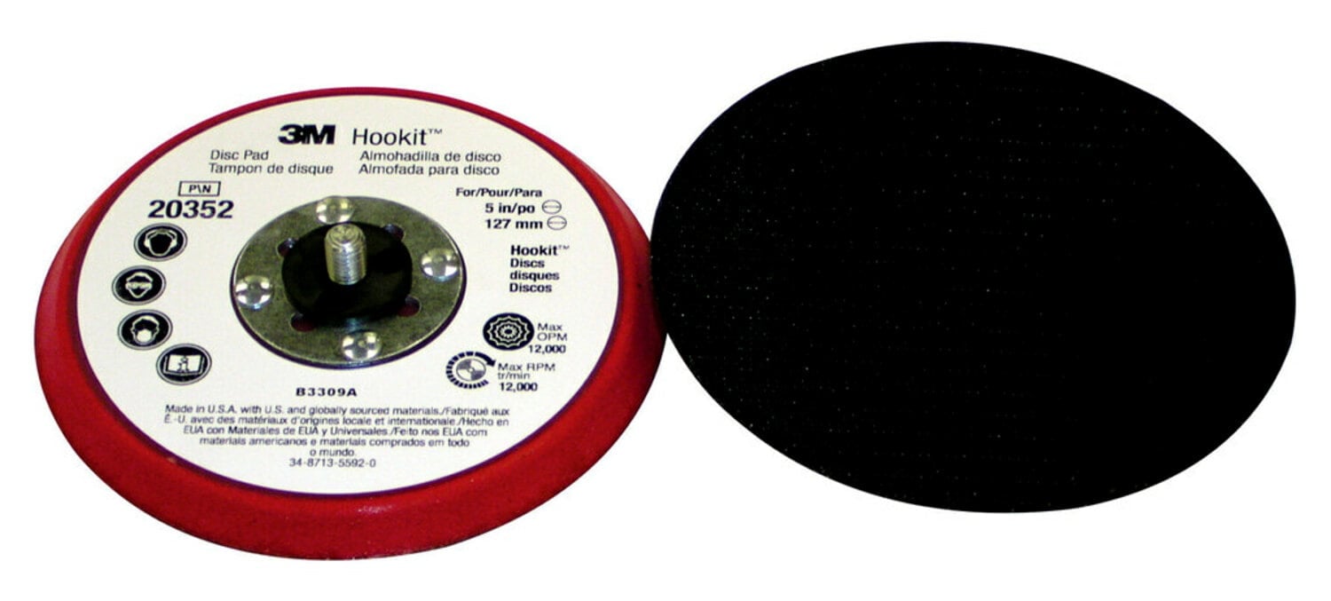7100026249 - 3M Hookit Low Profile Disc Pad 20352, 5 in x 3/8 in x 5/16-24 External, 10 ea/Case