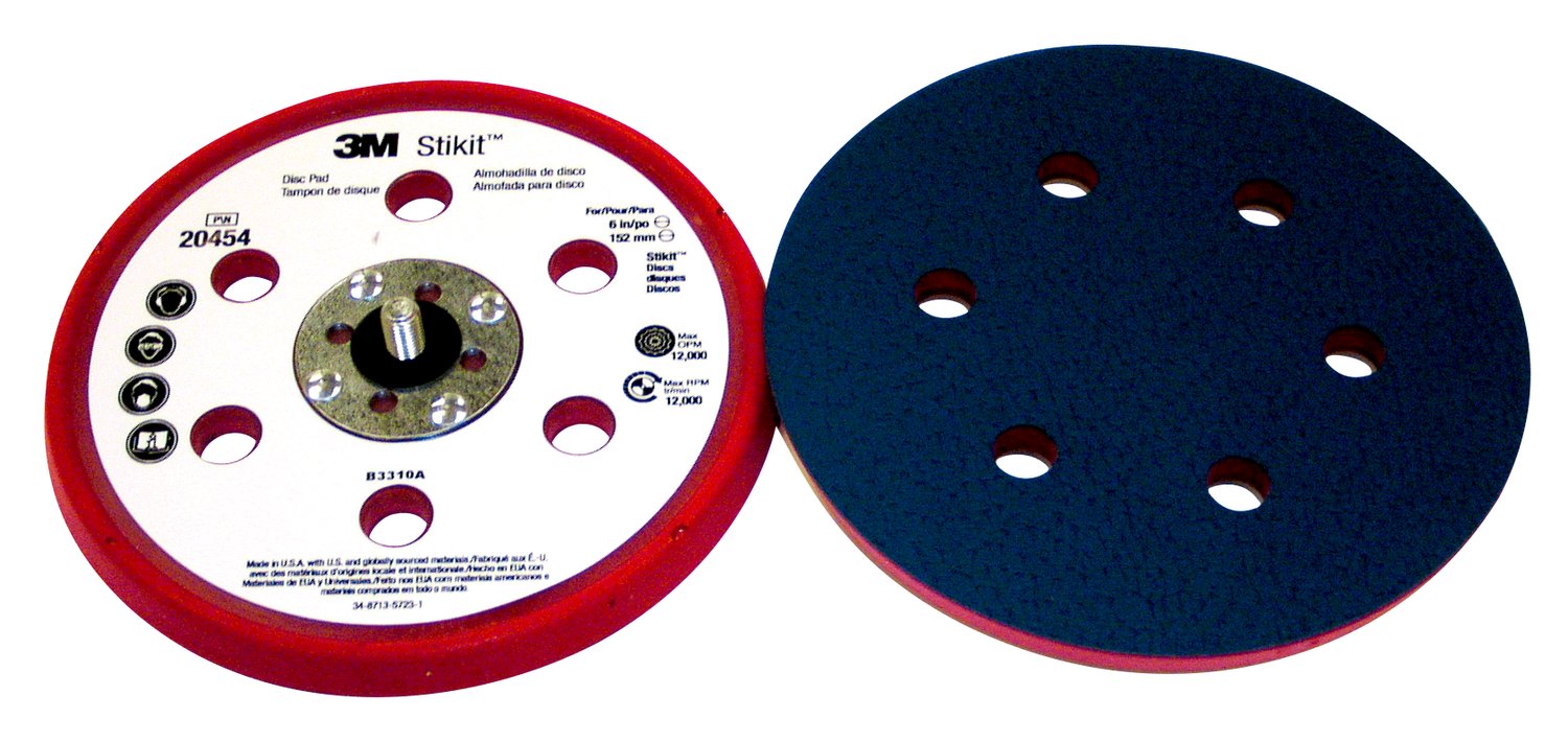 7100119723 - 3M Stikit Low Profile Disc Pad, 20454, 6 in x 3/8 in x 5/16-24 External, D/F, 10 ea/Case