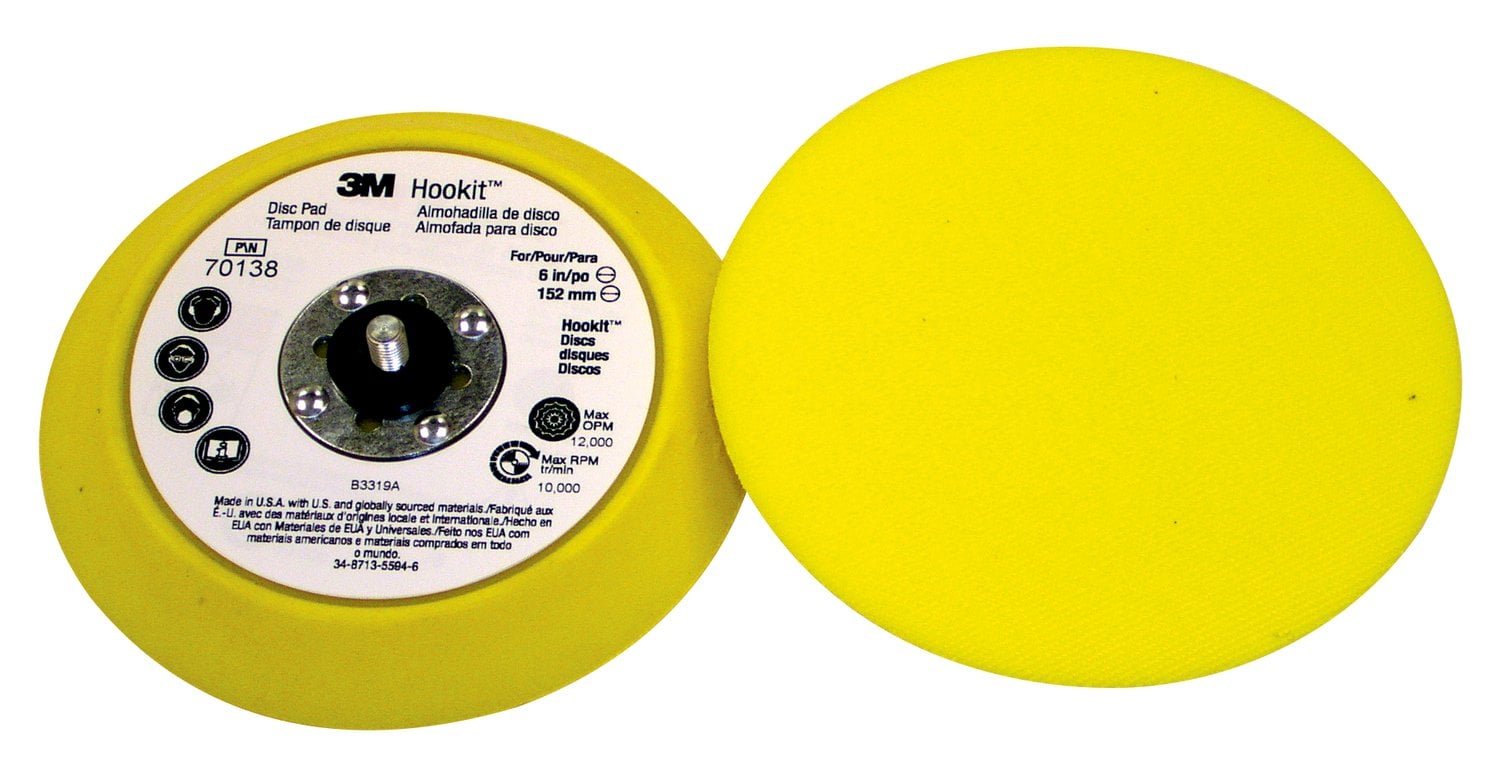 7100041340 - 3M Hookit Disc Pad 70138, 6 in x 3/4 in 5/16-24 External, 10 ea/Case