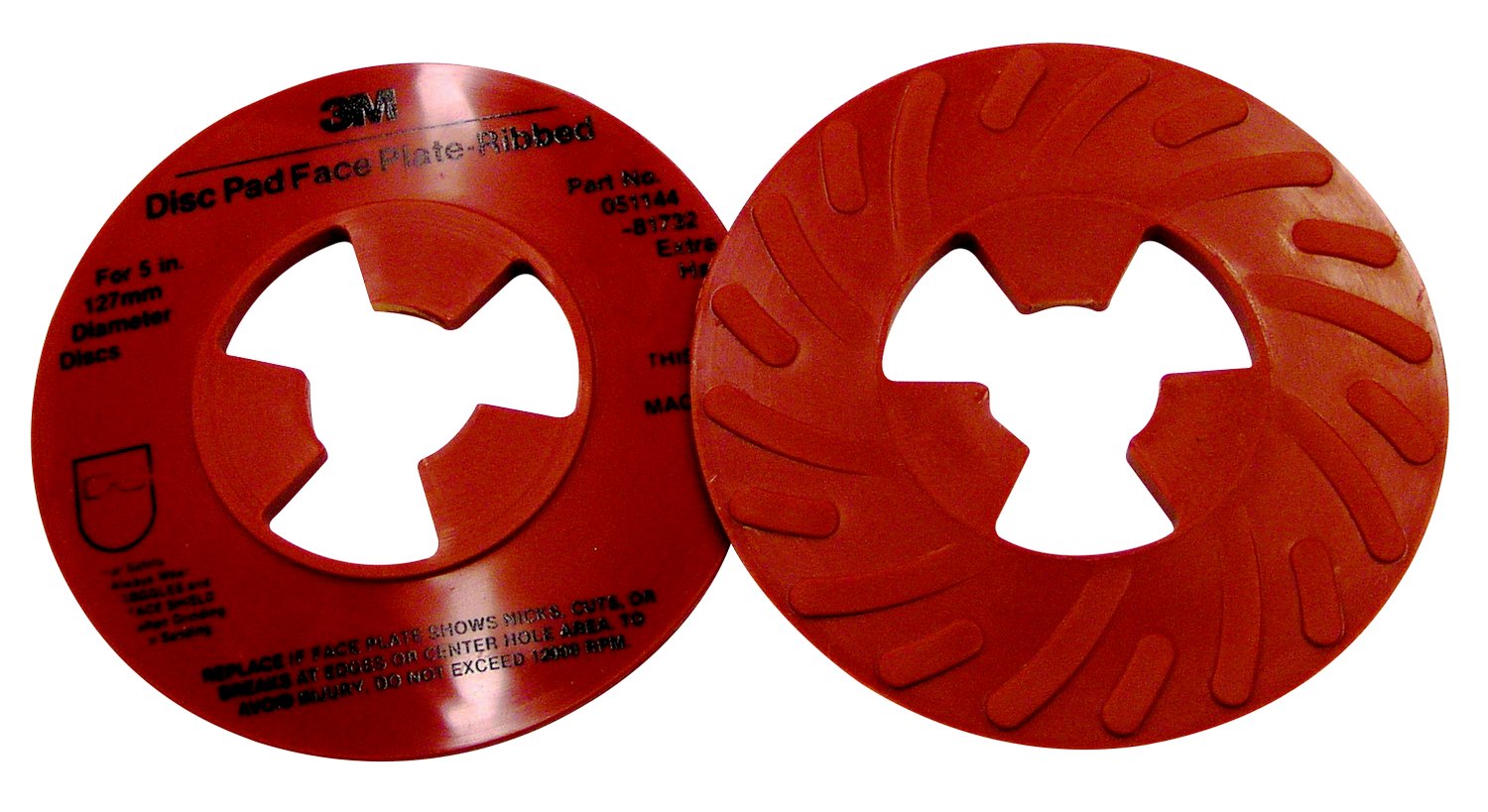 7000120517 - 3M Disc Pad Face Plate Ribbed 81732, Extra Hard, Red, 5 in, 10 ea/Case