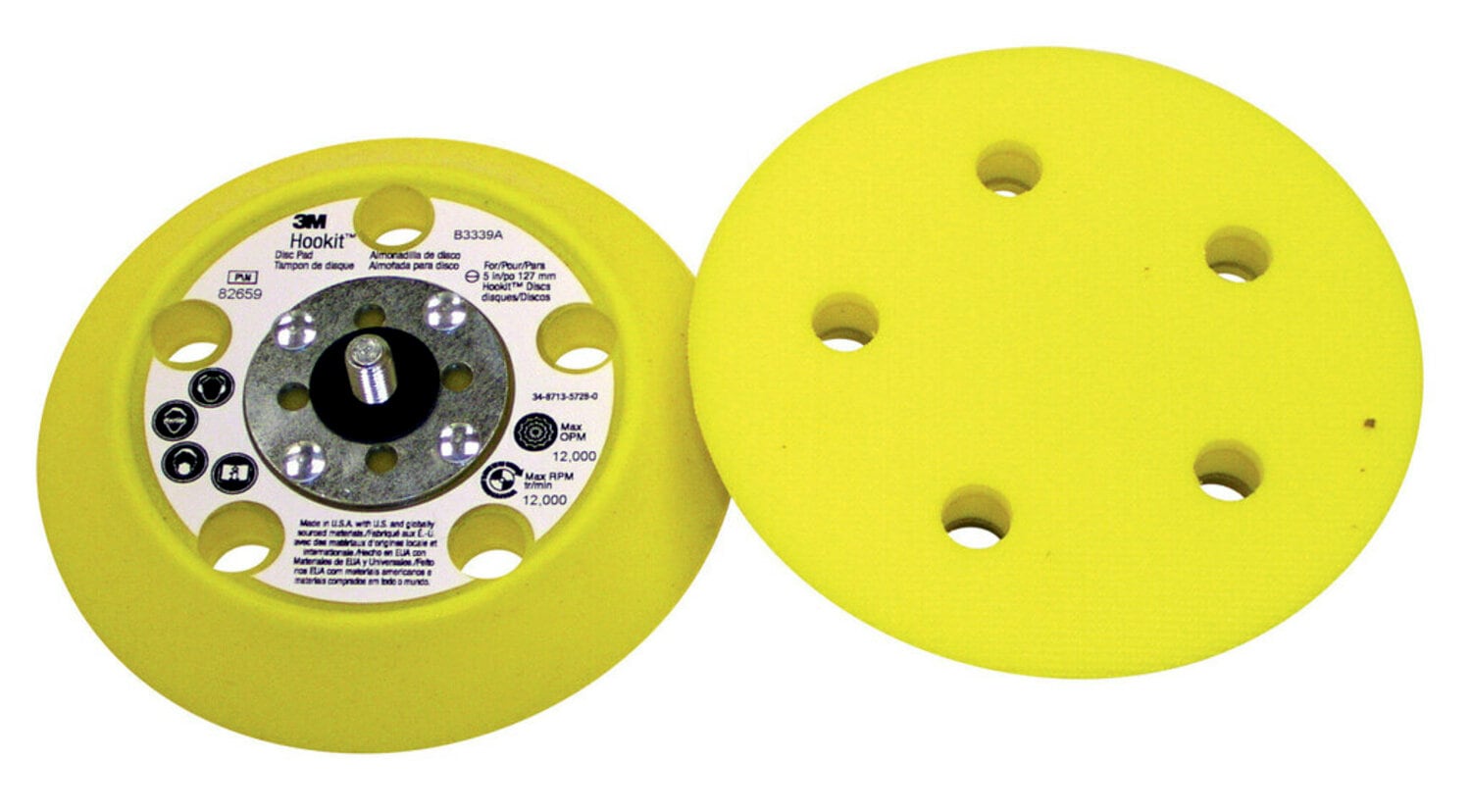 7100032506 - 3M Hookit D/F Disc Pad 82659, 5 in x 3/4 in 5/16-24 External 5 Holes, 10 ea/Case