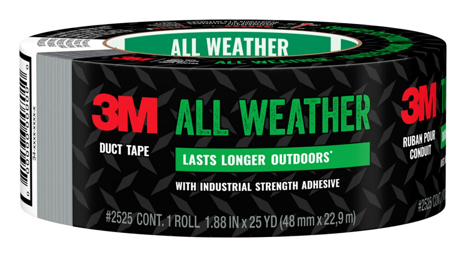 7100281084 - 3M All Weather Duct Tape 2525, 1.88 in x 25 yd (48 mm x 22.8 m), 12 rls/cs