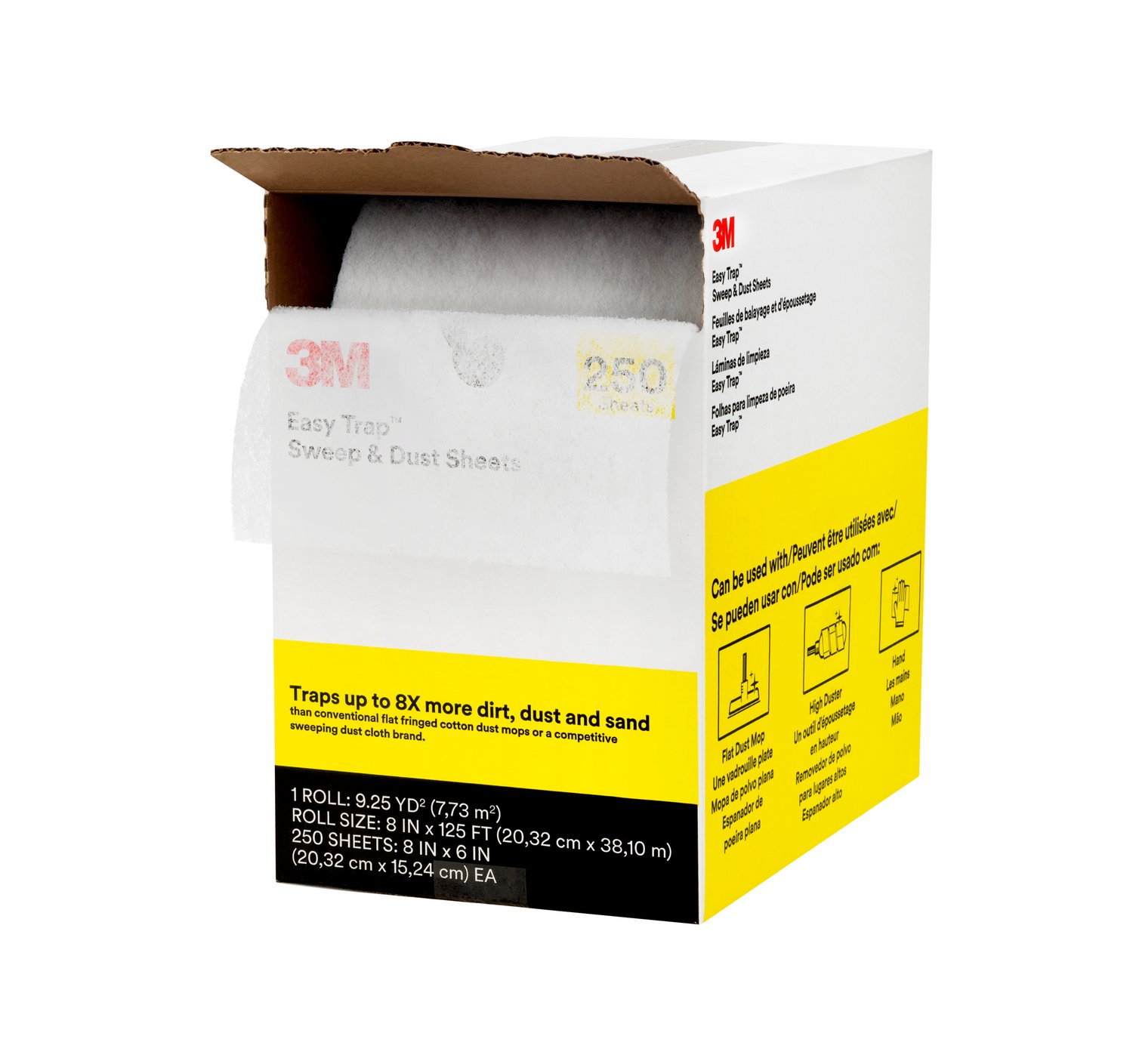 7100081545 - 3M Easy Trap Sweep & Dust Sheets, 8 in x 6 in, 250 Sheets/Roll, 1 Rolls/Case