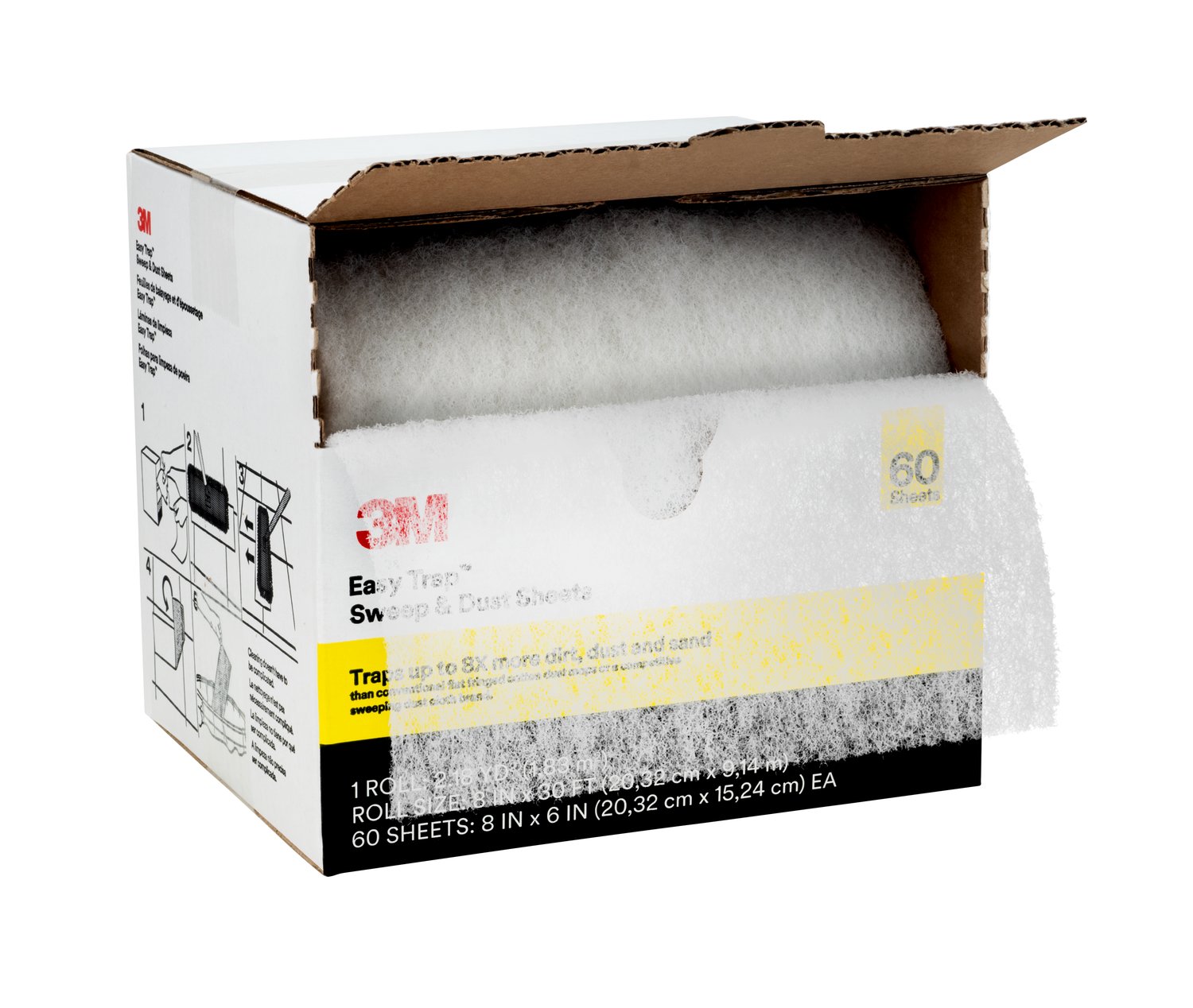 7100081546 - 3M Easy Trap Sweep & Dust Sheets, 8 in x 6 in, 60 Sheets/Roll, 8 Rolls/Case