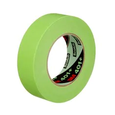 Masking Tape, High Performance, Series: 401+, 60 yd Length, 1 in Width, 6.7 Mil Thickness, Green, Natural/Synthetic Rubber Adhesive, Crepe Paper